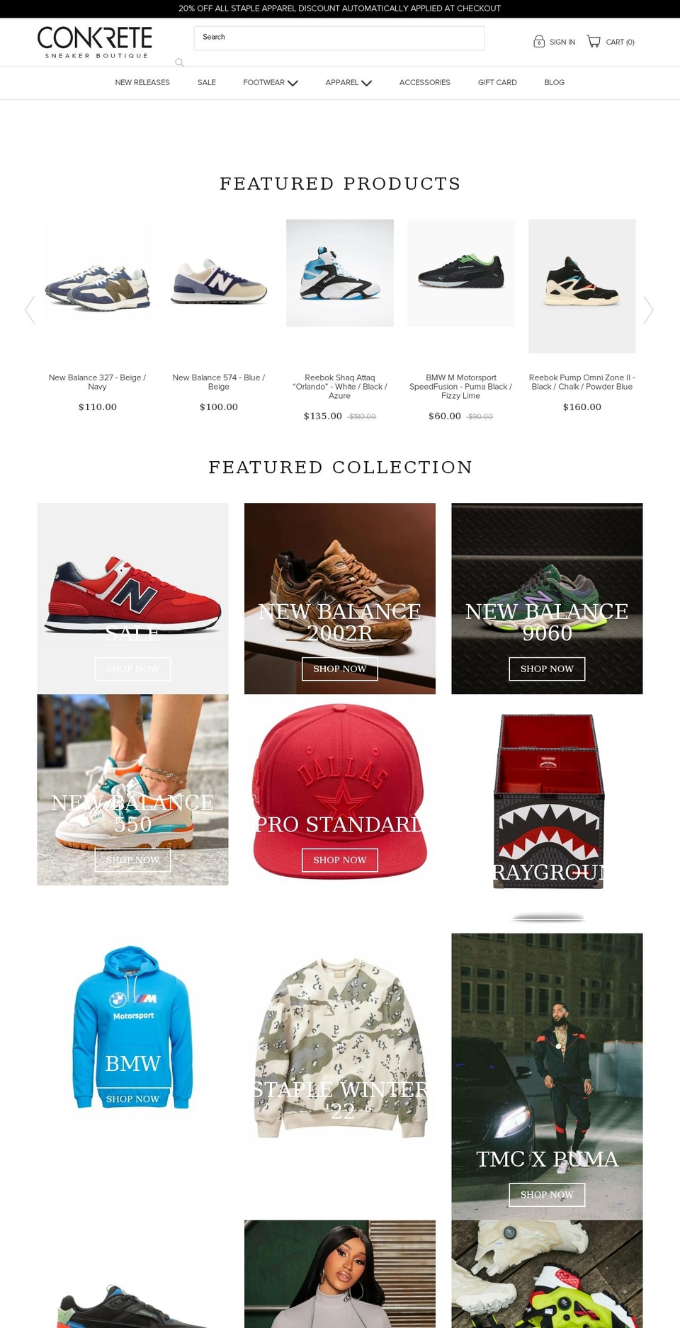 conkretekickz.com shopify website screenshot
