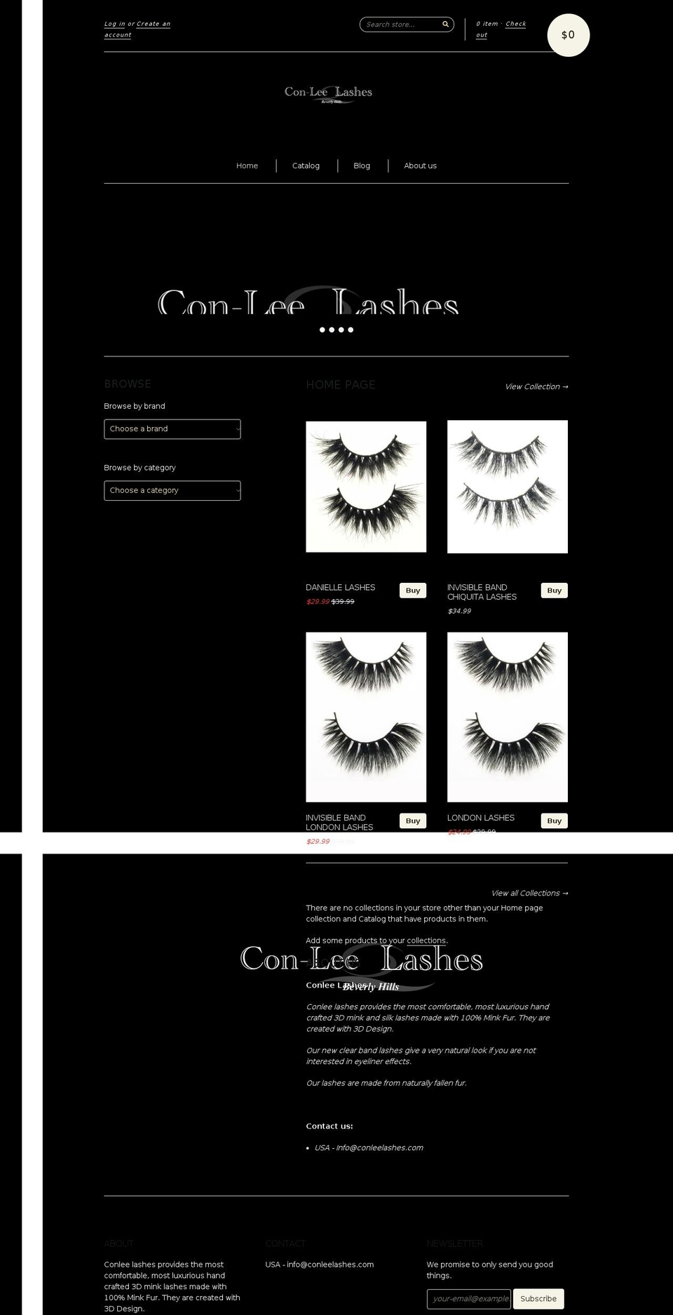 conleelashes.com — Shopify storefront screenshot