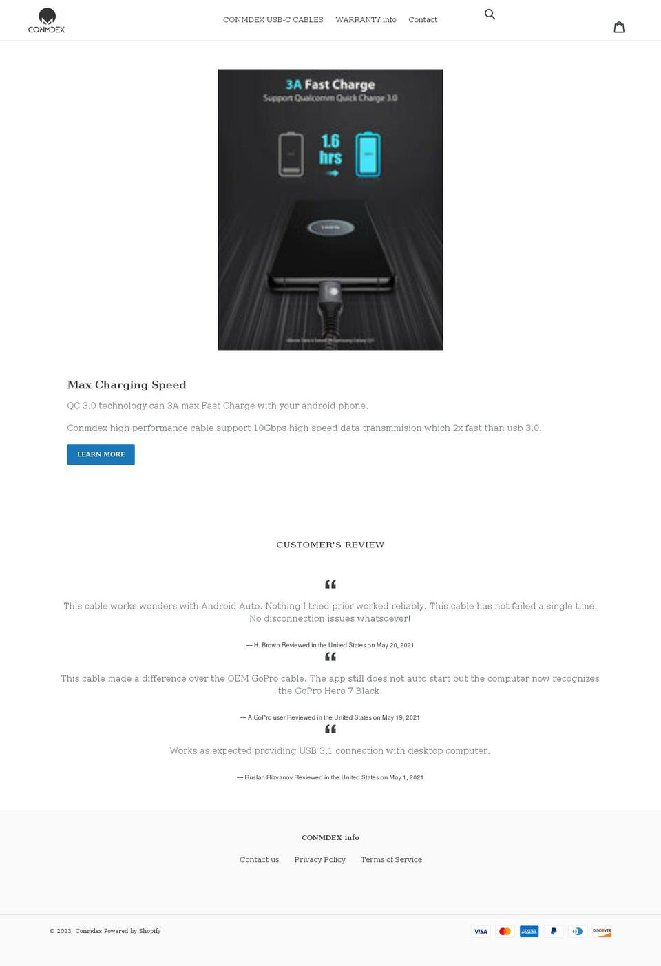 conmdex.com shopify website screenshot