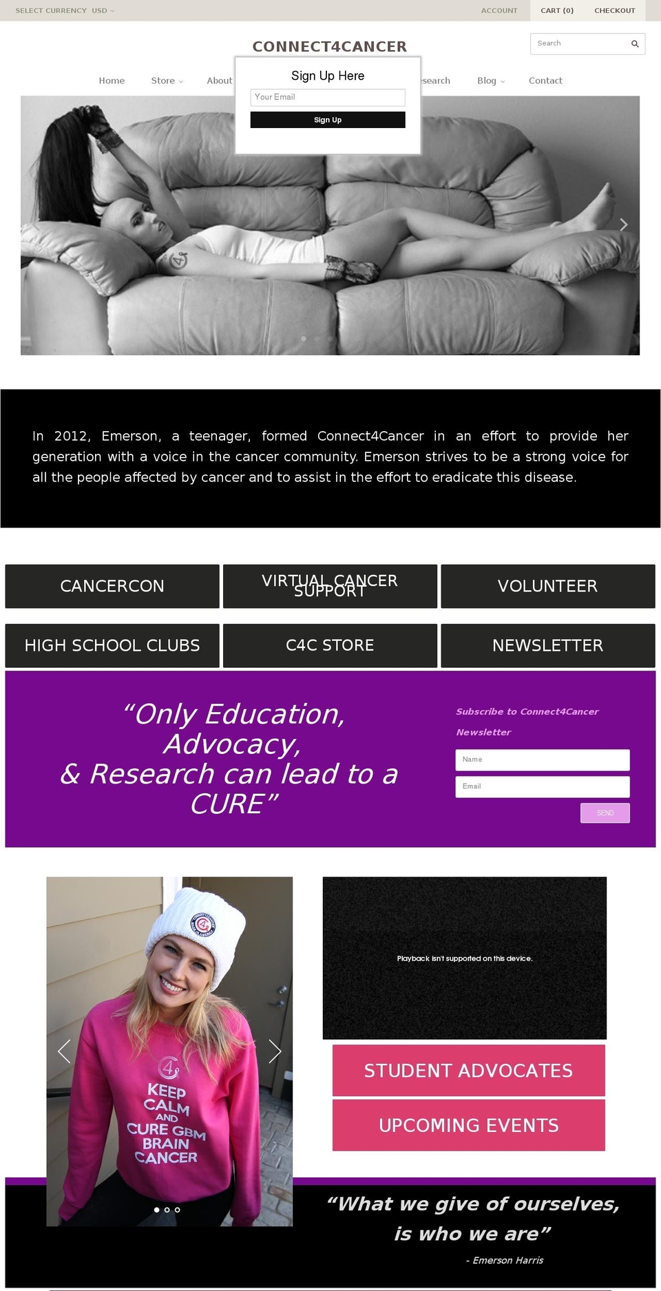 Copy of Grid Shopify theme site example connect4cancer.org
