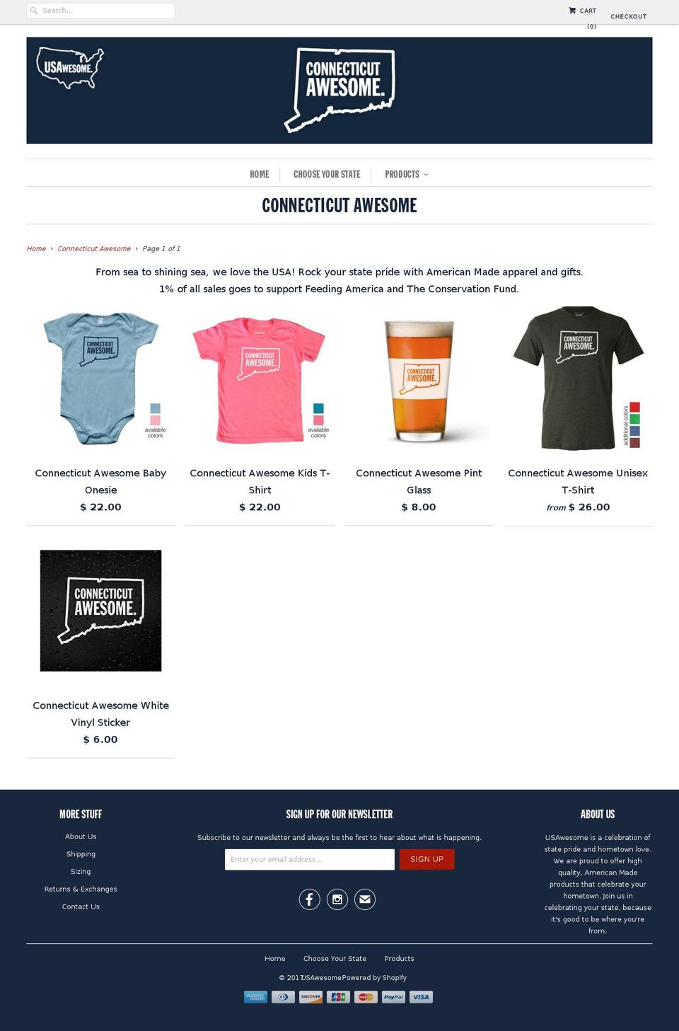 connecticutawesome.us shopify website screenshot