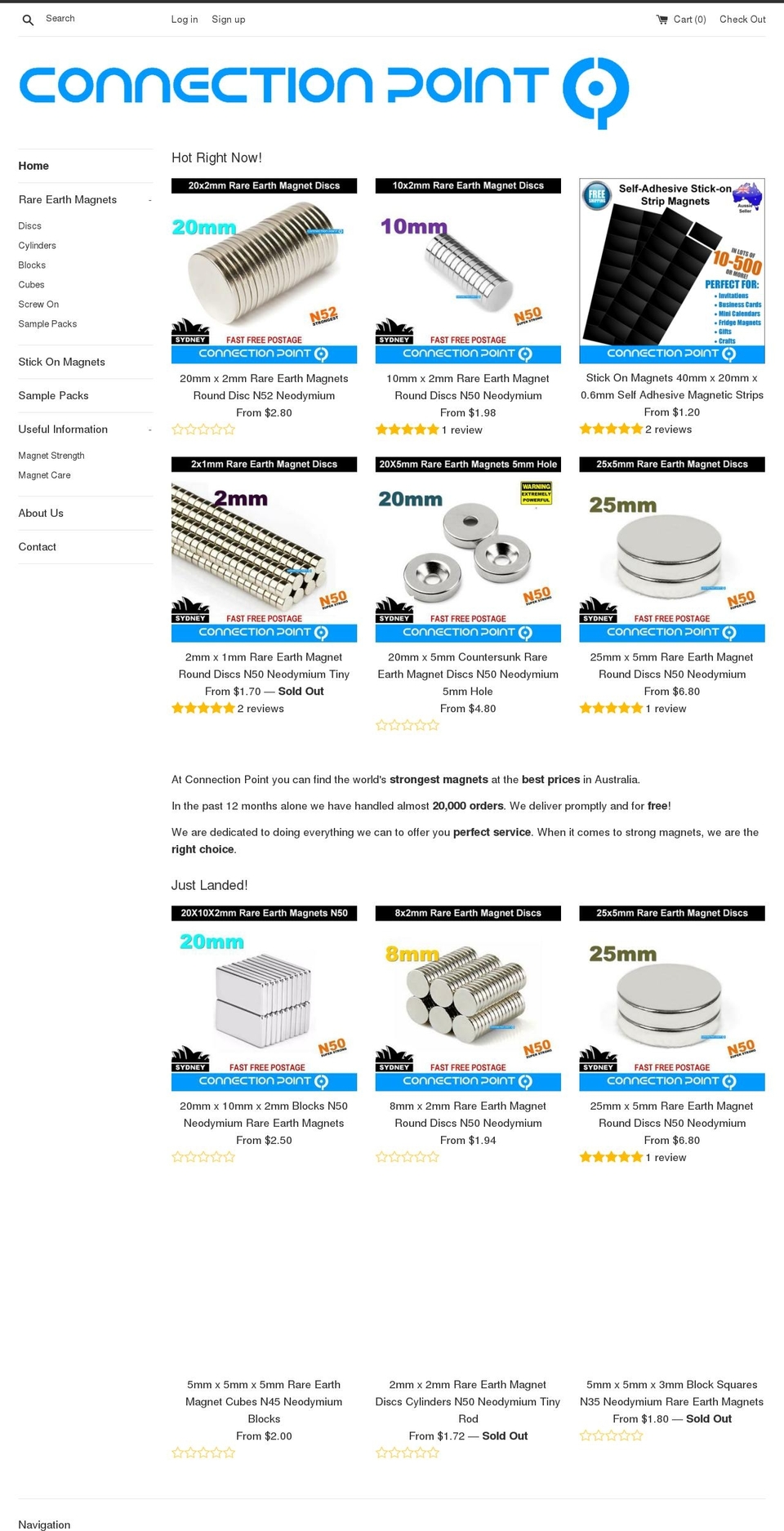 connectionpointmagnets.com shopify website screenshot