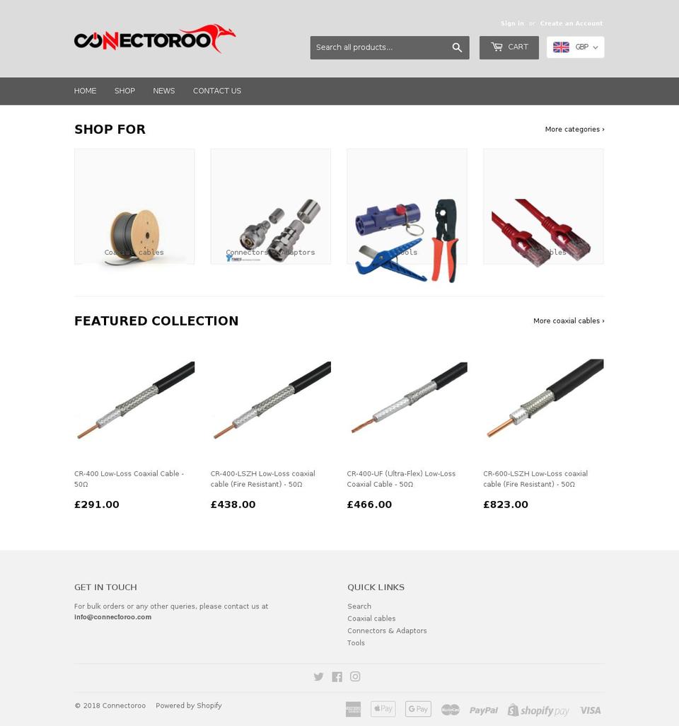 connectoroo.com — Shopify storefront screenshot