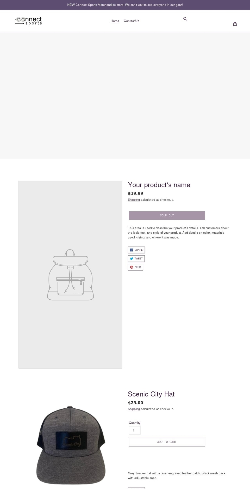 connectsportsshop.com shopify website screenshot