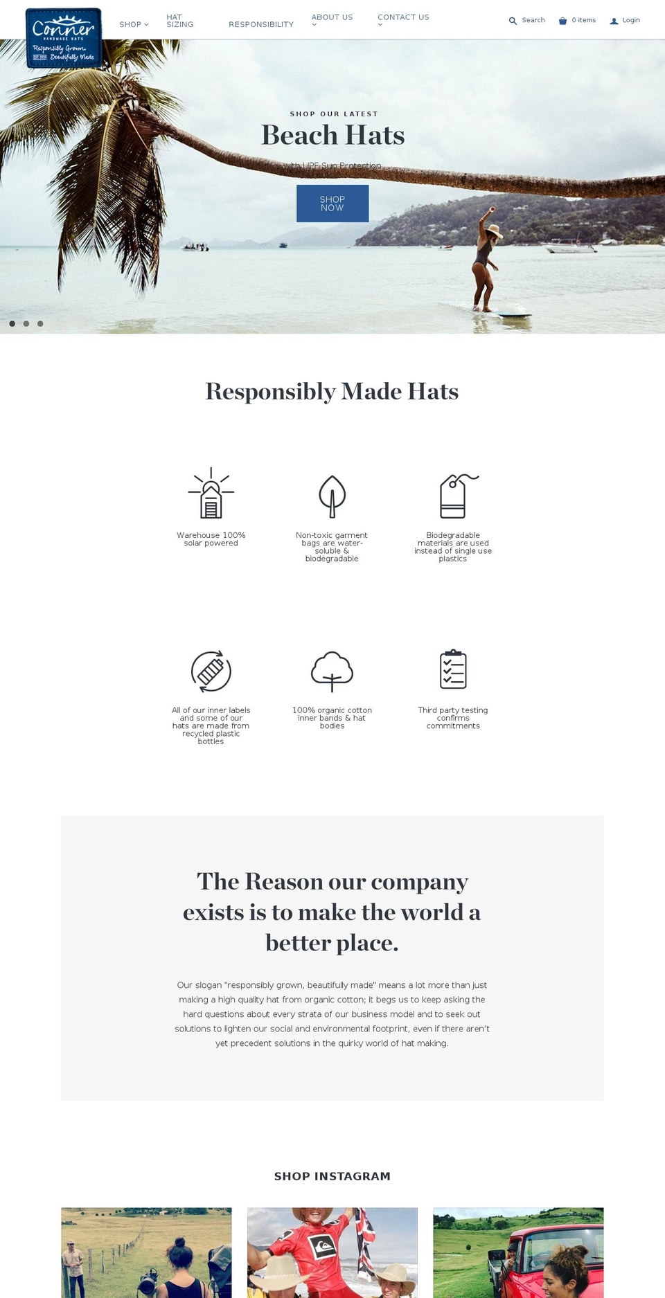 connerhats.com shopify website screenshot