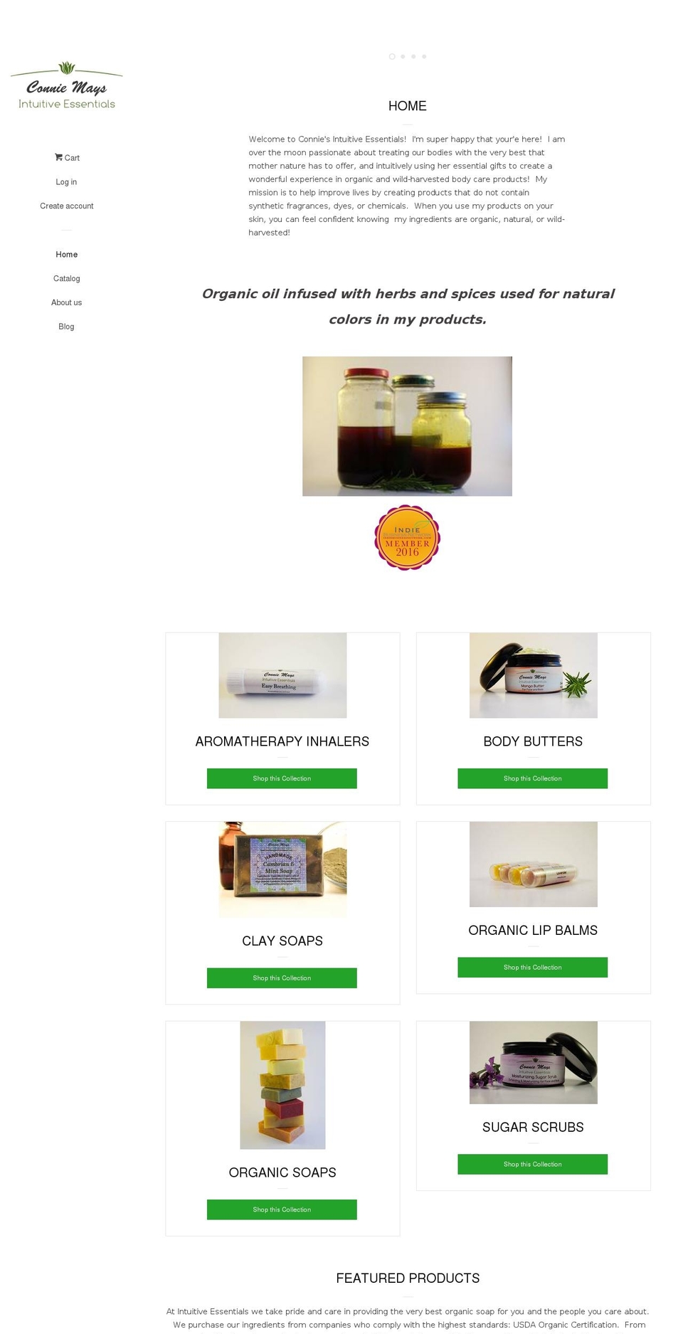 conniemaysintuitiveessentials.com shopify website screenshot