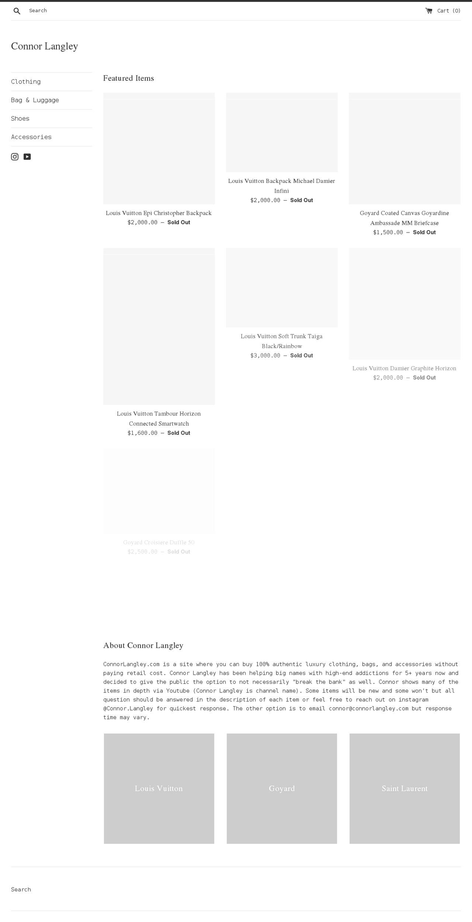 connorlangley.com shopify website screenshot