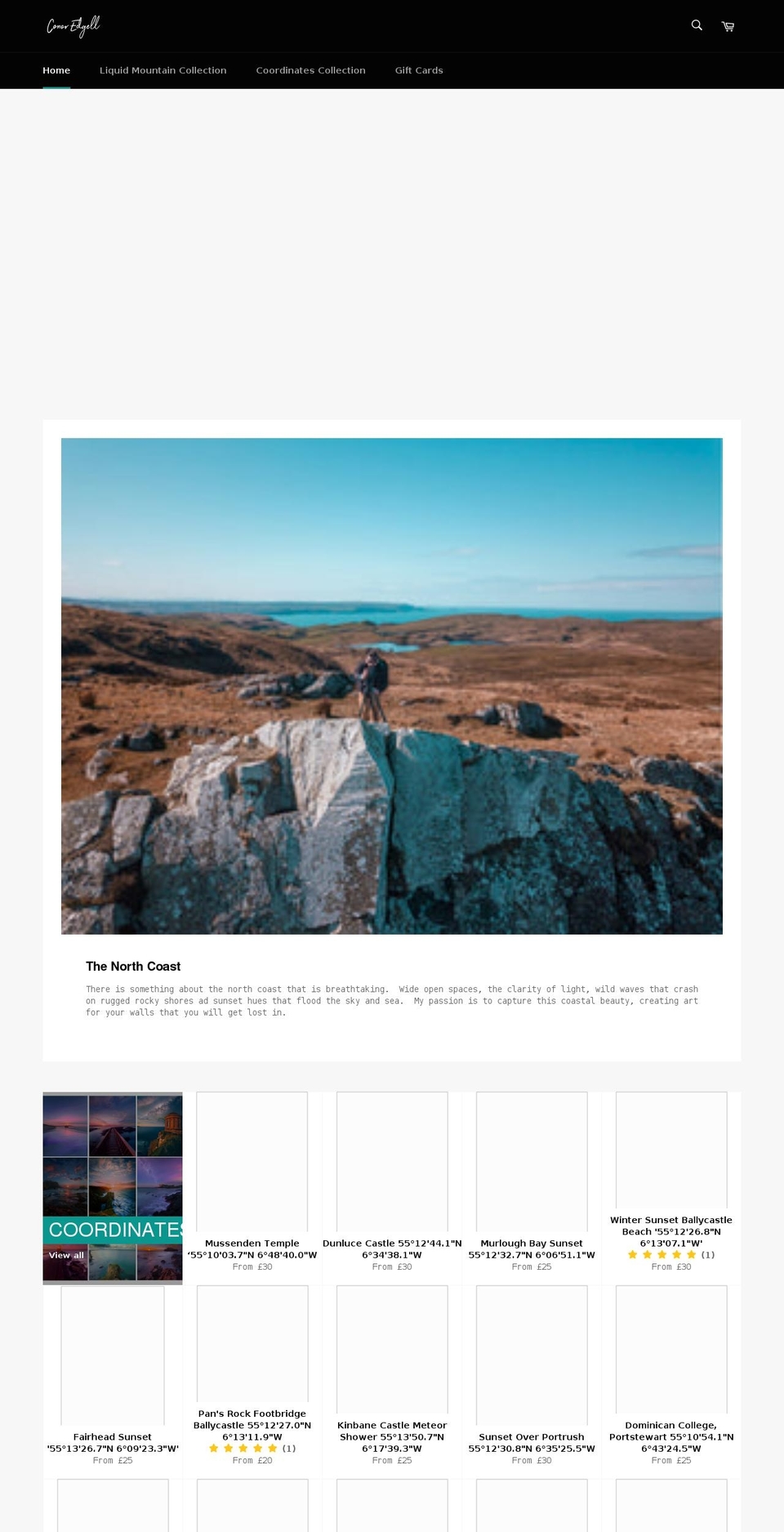 conoredgell.com shopify website screenshot