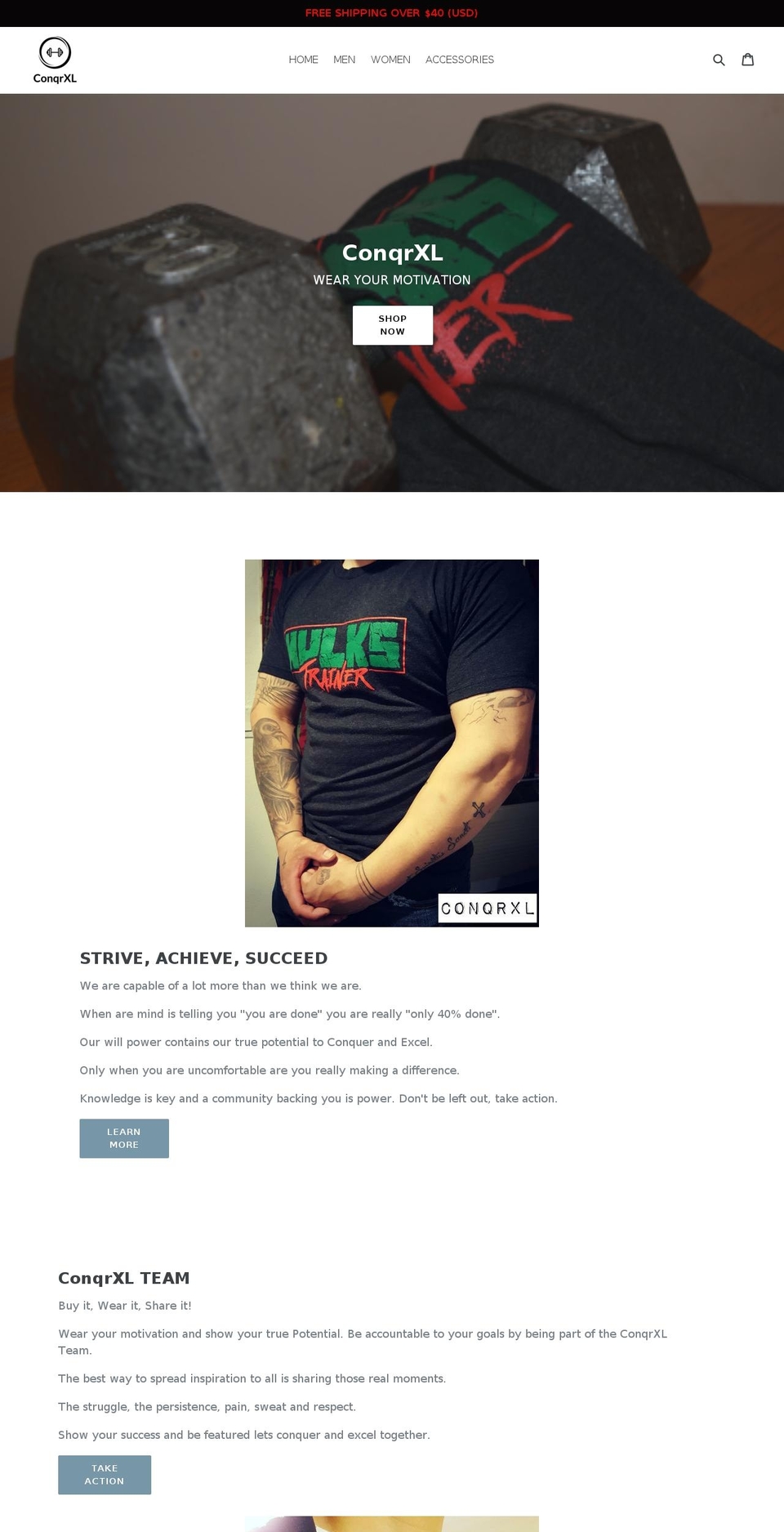 conqrxl.com shopify website screenshot