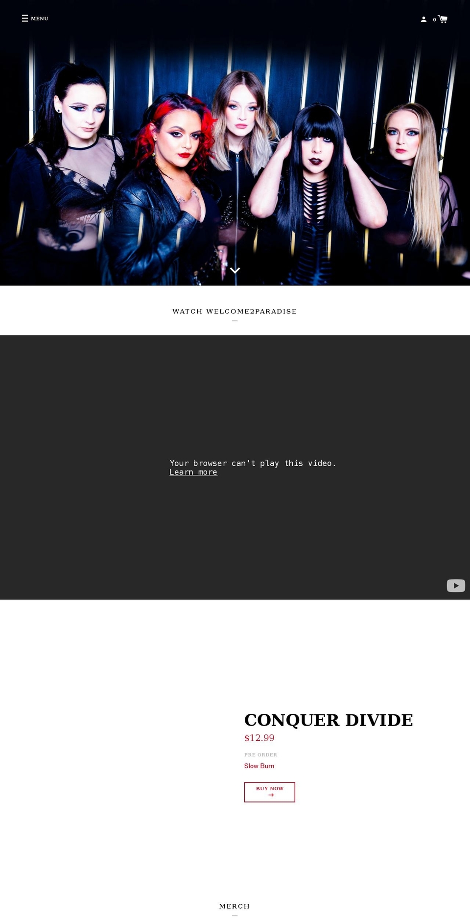 conquerdivideofficial.com shopify website screenshot