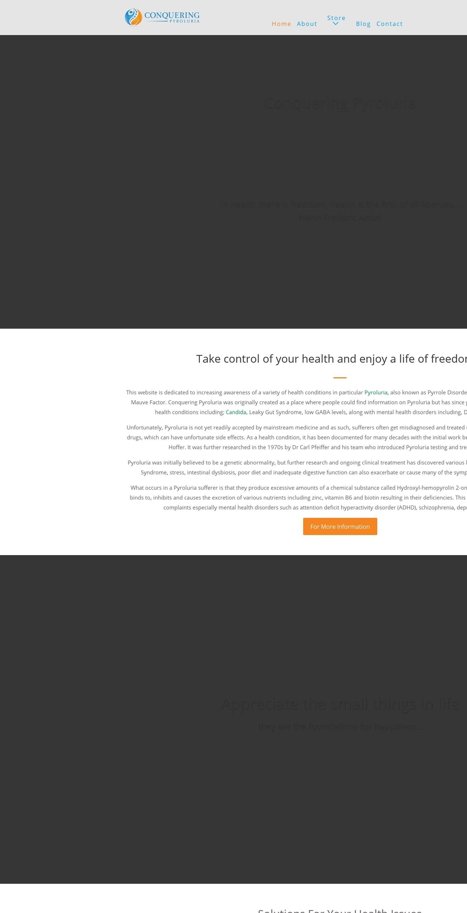 conqueringpyroluria.com shopify website screenshot