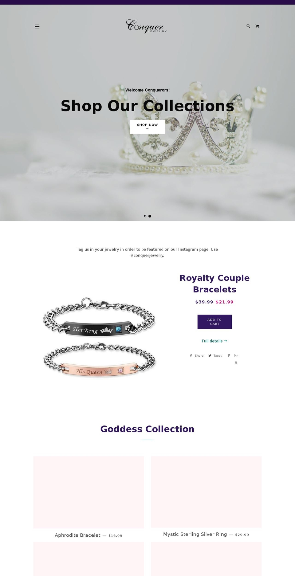 conquerjewelry.com — Shopify storefront screenshot