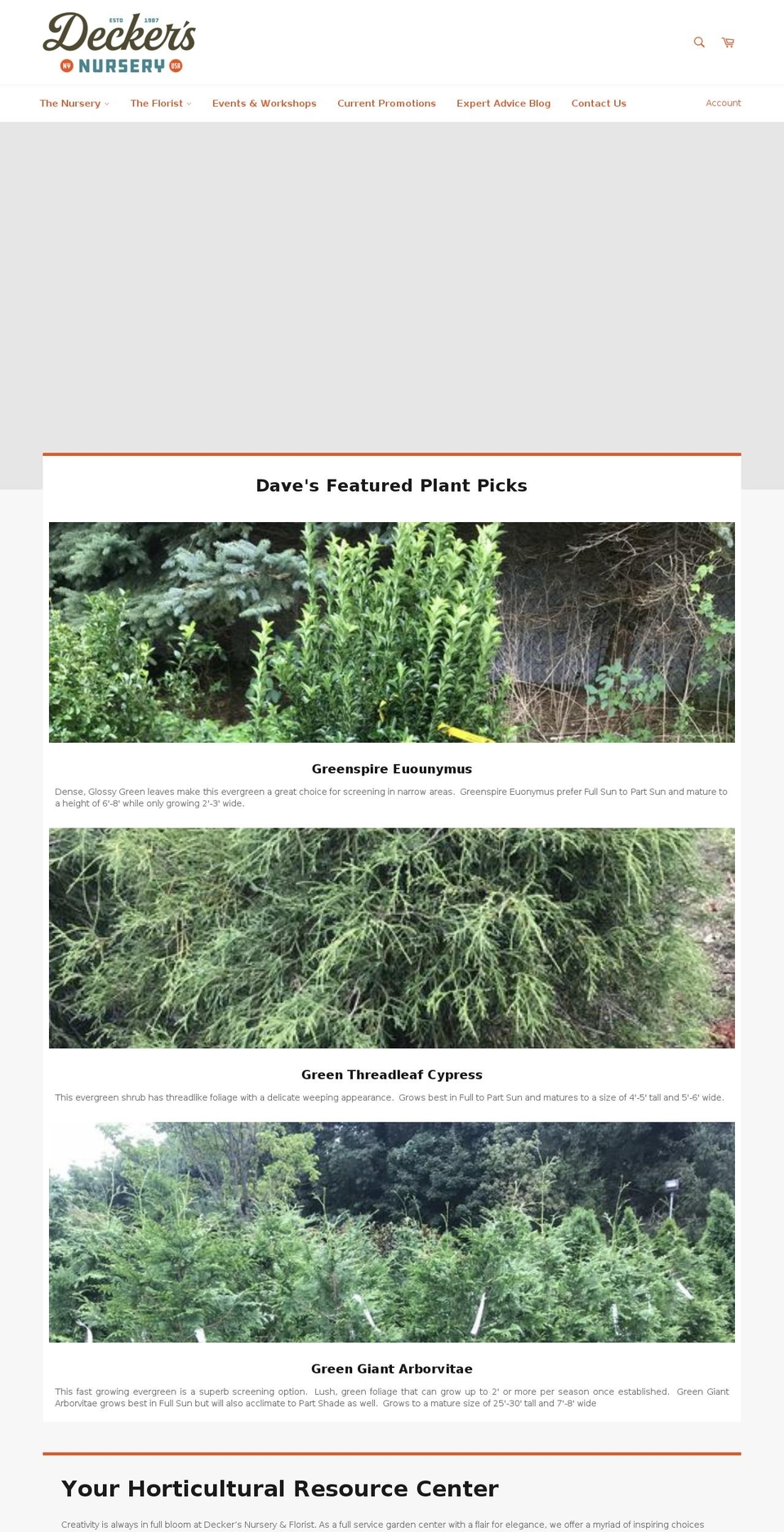 conraddeckersnursery.com — Shopify storefront screenshot