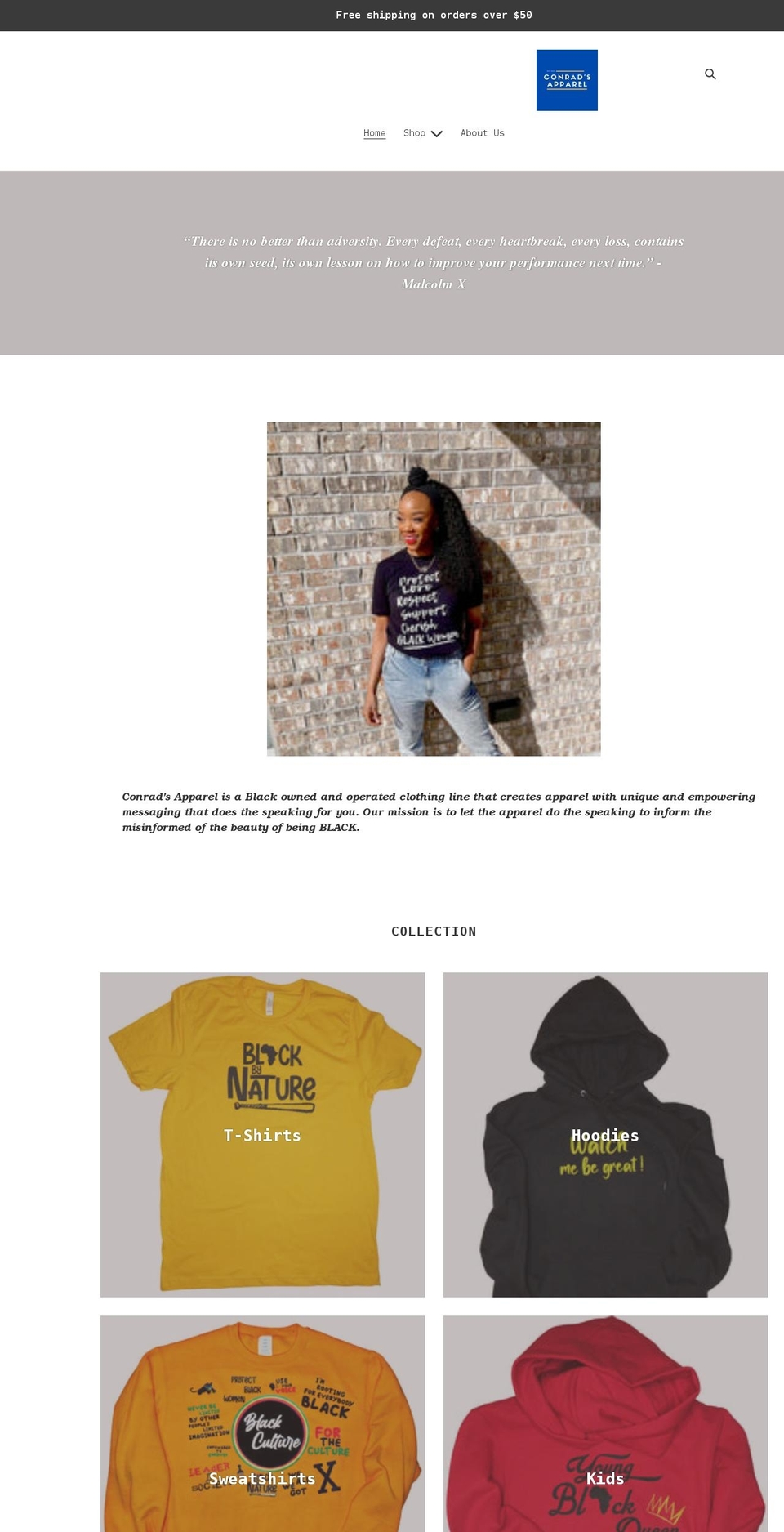 conradsapparel.com shopify website screenshot