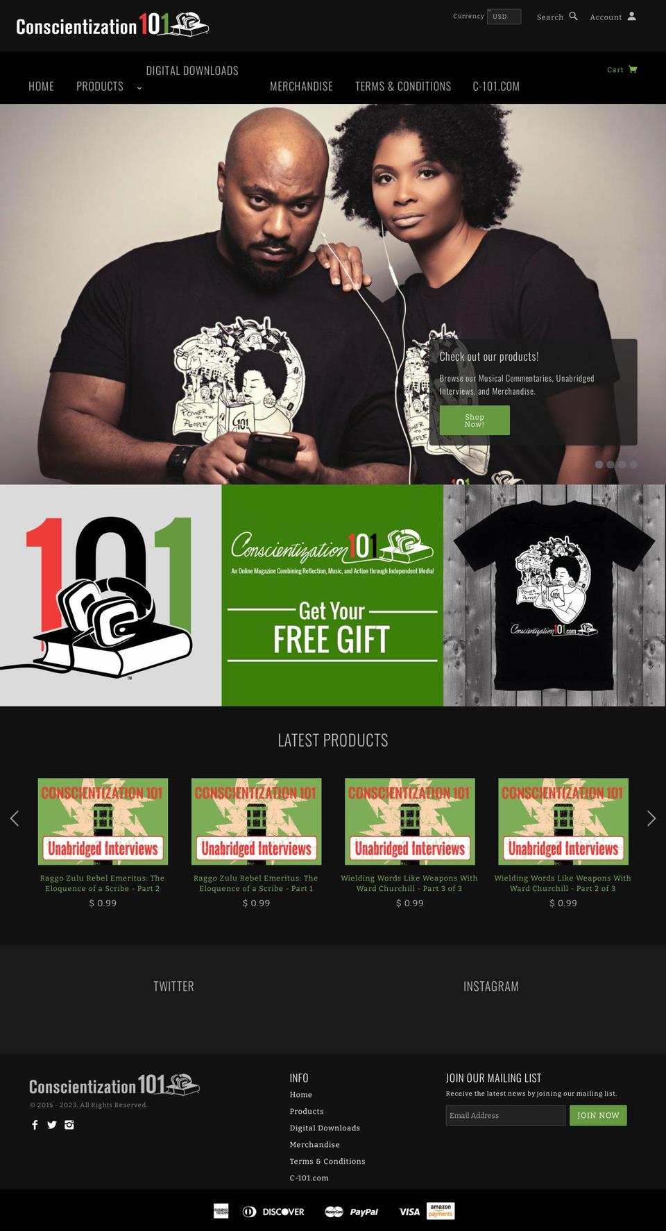 conscientization-101-store.myshopify.com shopify website screenshot