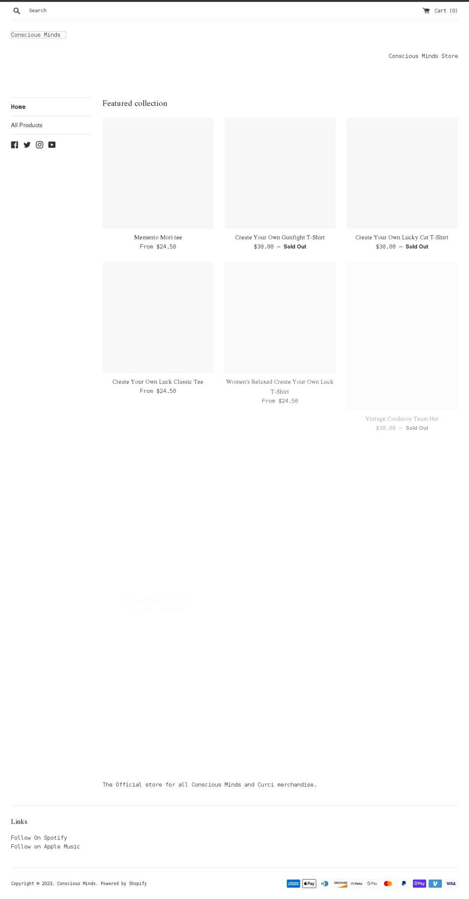 conscious-minds-world.myshopify.com shopify website screenshot