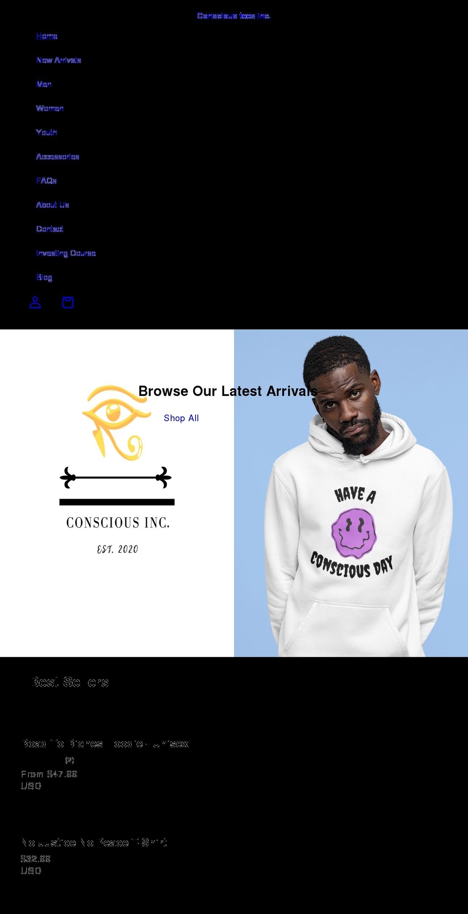 conscious-tees-inc.com shopify website screenshot
