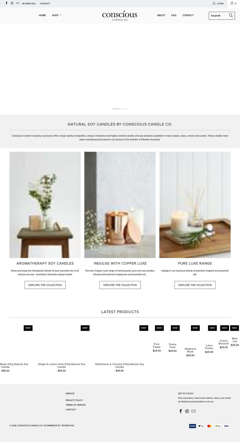 consciouscandleco.com.au shopify website screenshot