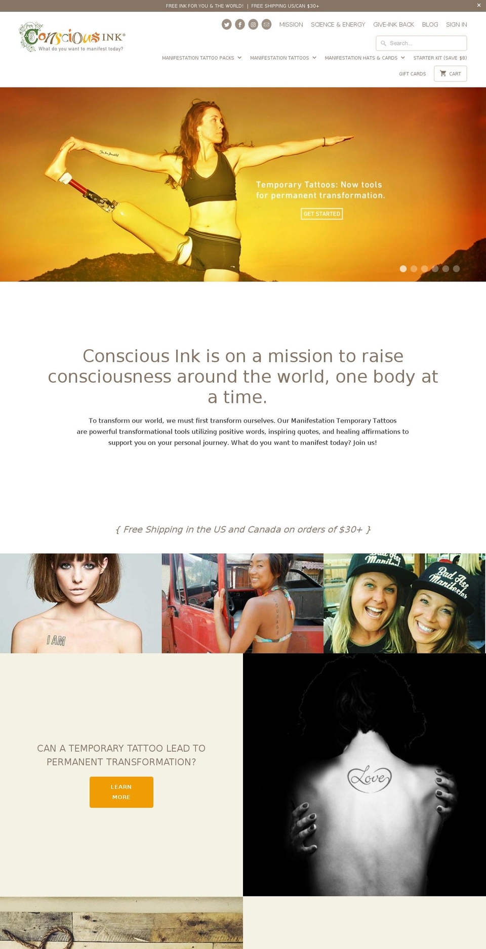 Canopy Shopify theme site example consciousink.com