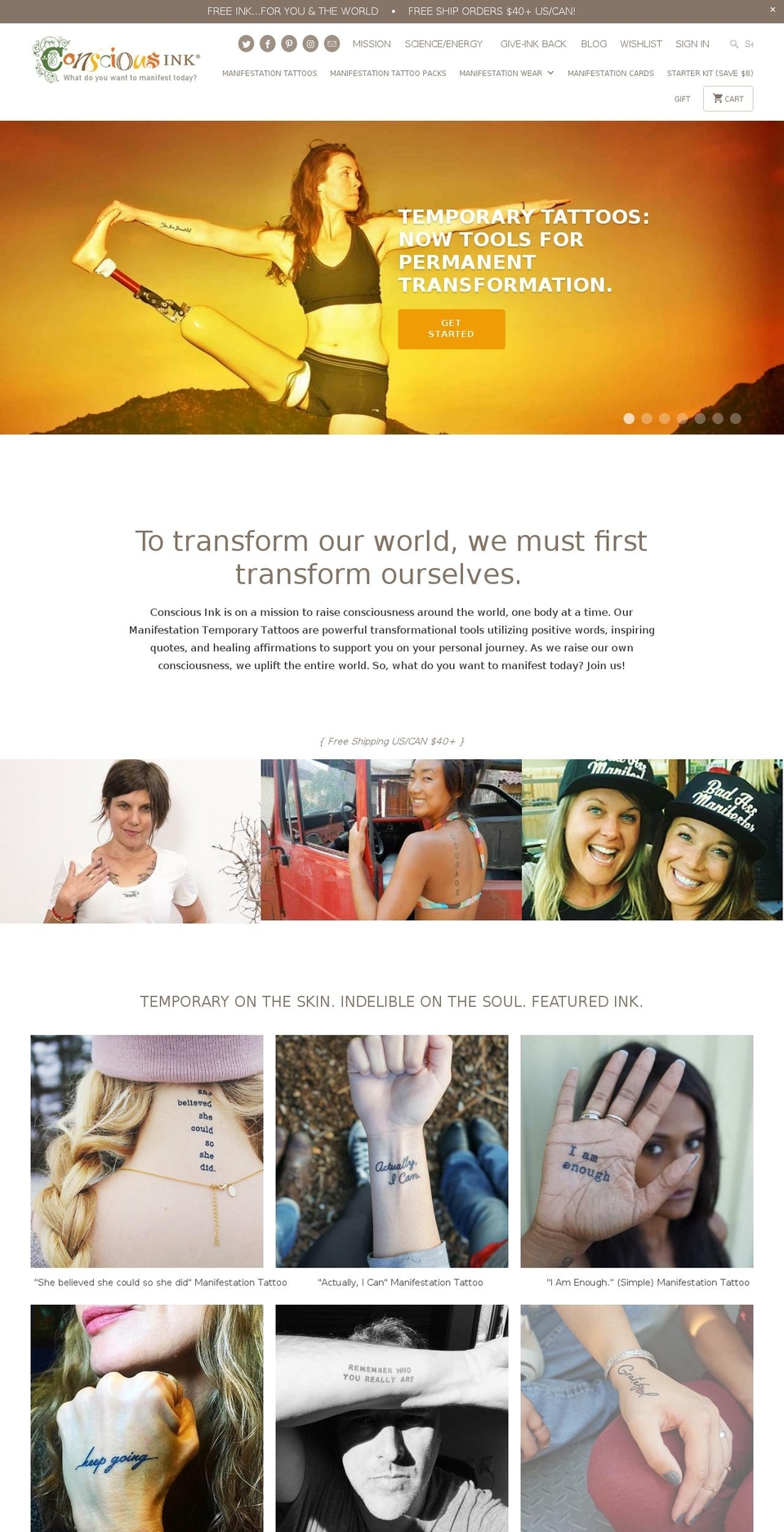 consciousinktattoo.com — Shopify storefront screenshot
