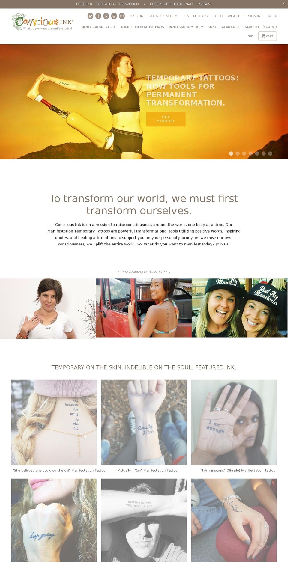 consciousinktattoos.com shopify website screenshot