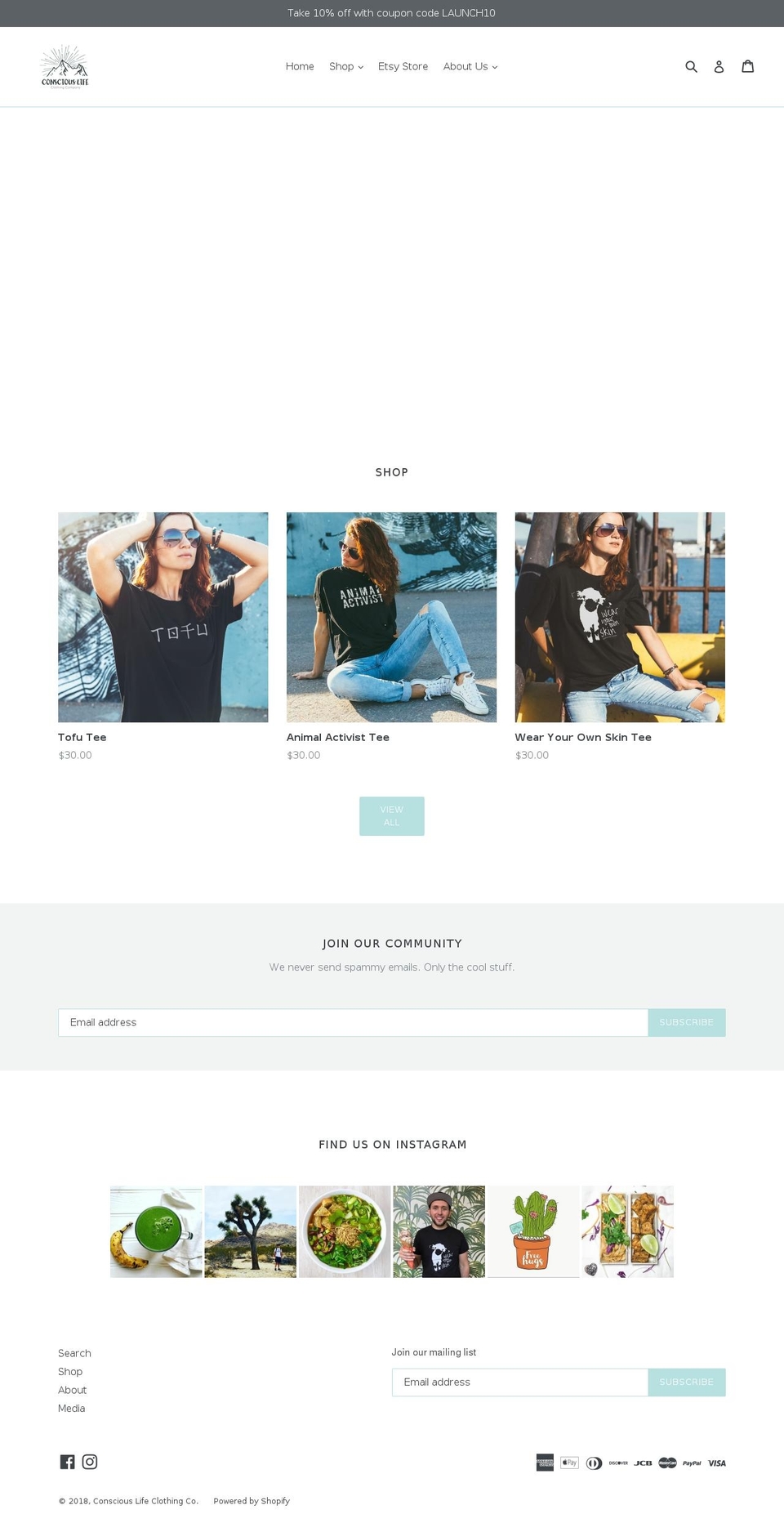 consciouslifeclothing.com — Shopify storefront screenshot
