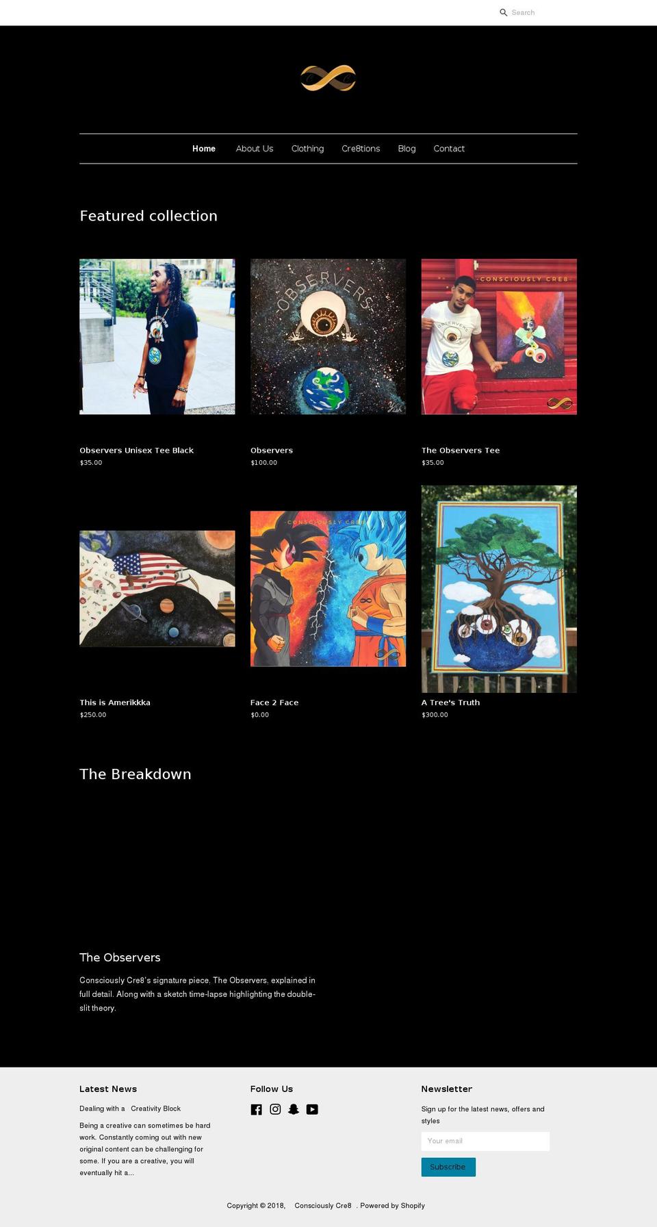 consciouslycre8.com — Shopify storefront screenshot
