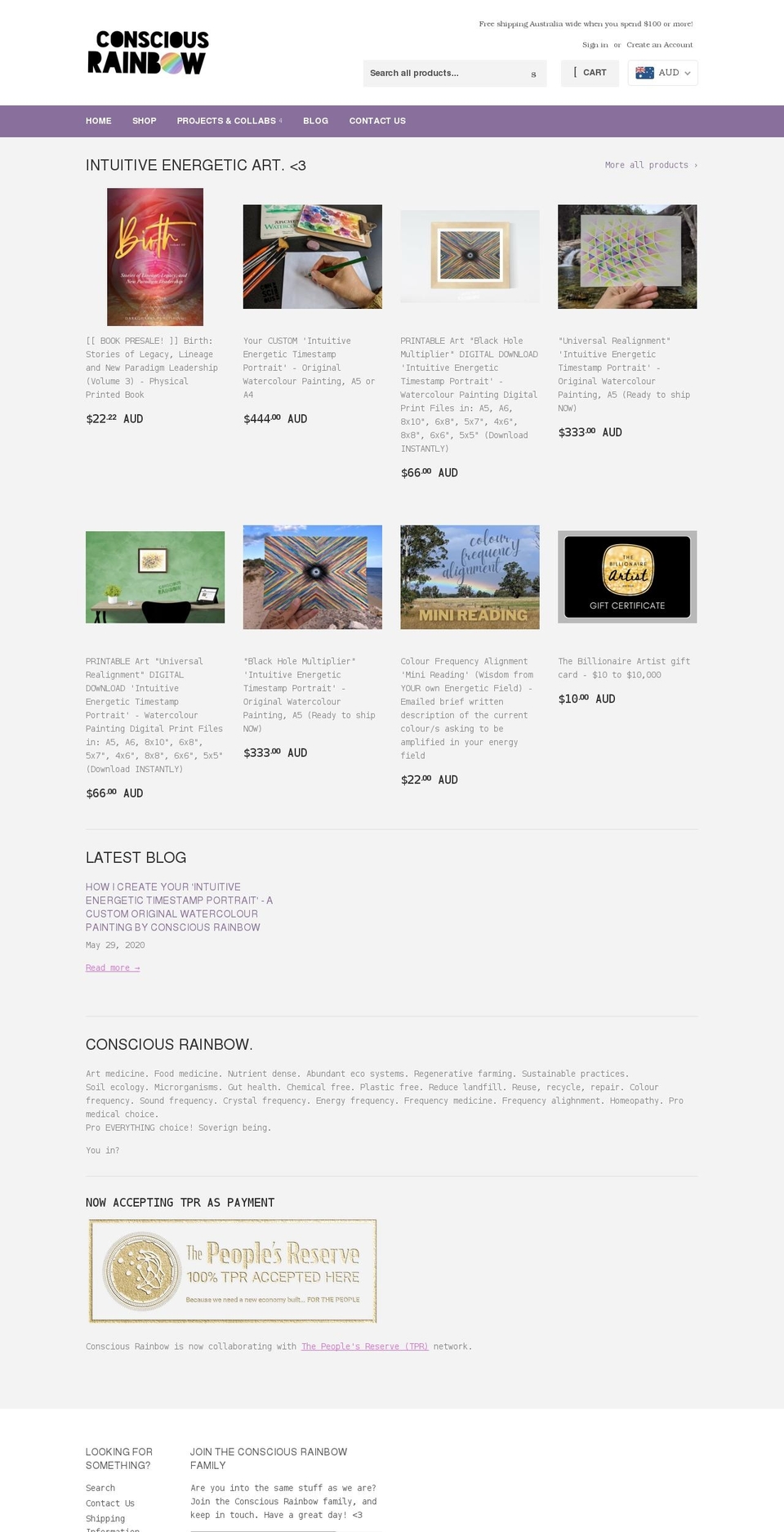 consciousrainbow.com — Shopify storefront screenshot