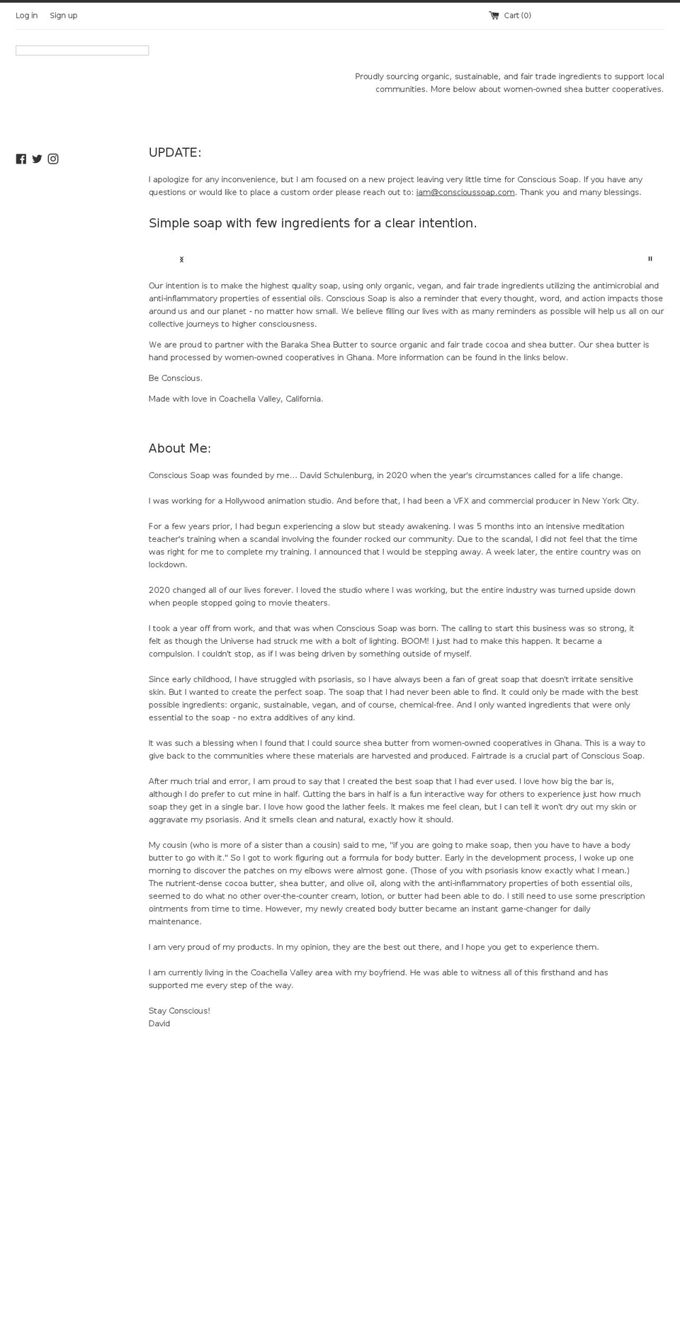 conscioussoap.com shopify website screenshot