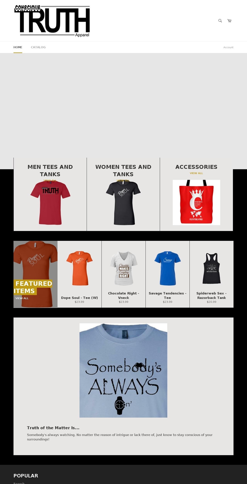 conscioustruthapparel.com — Shopify storefront screenshot