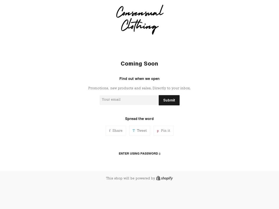 consensual-clothing.myshopify.com shopify website screenshot