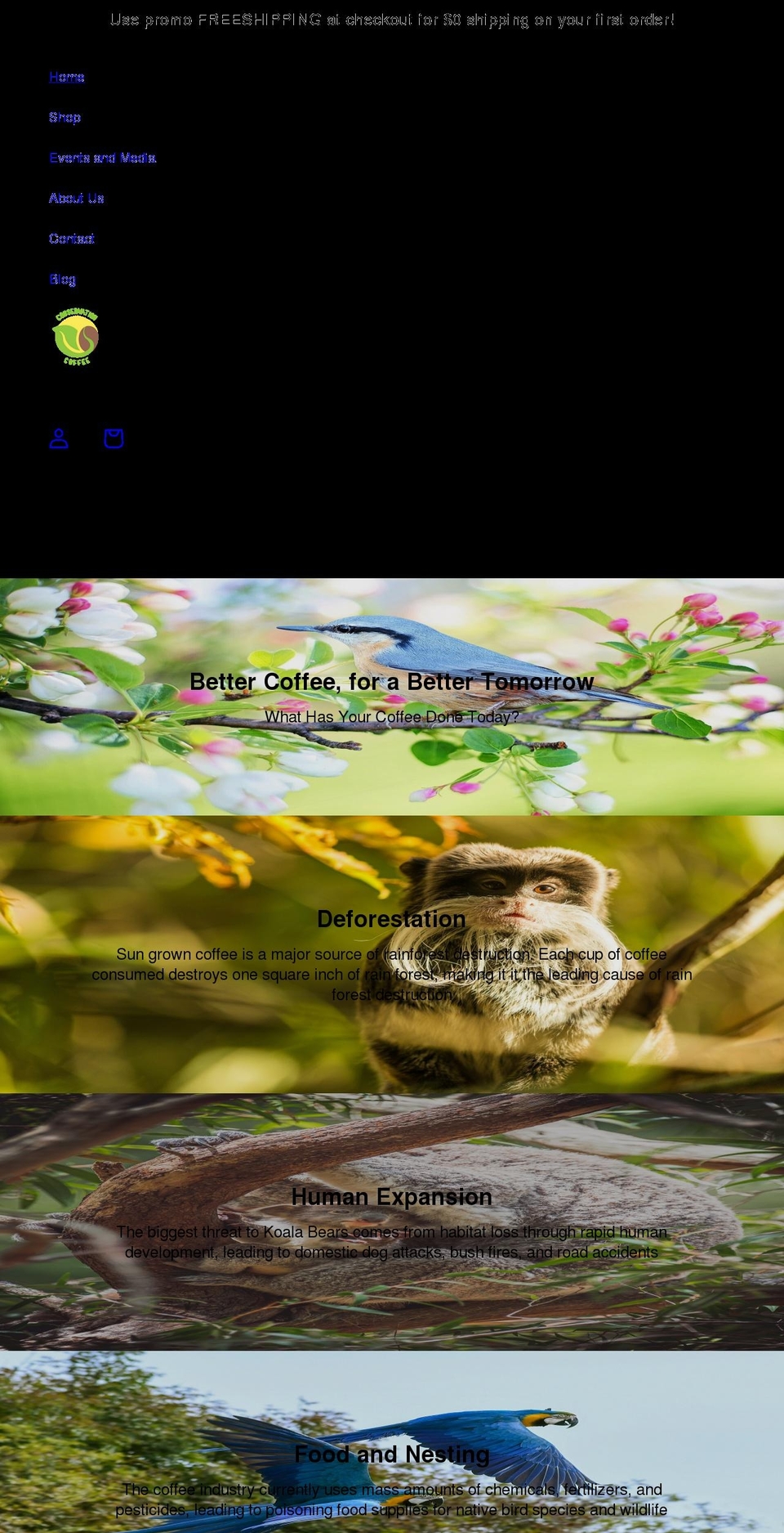 conservation-coffee.org shopify website screenshot