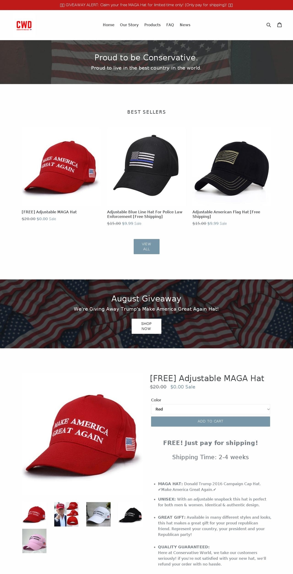 conservative-world.com shopify website screenshot