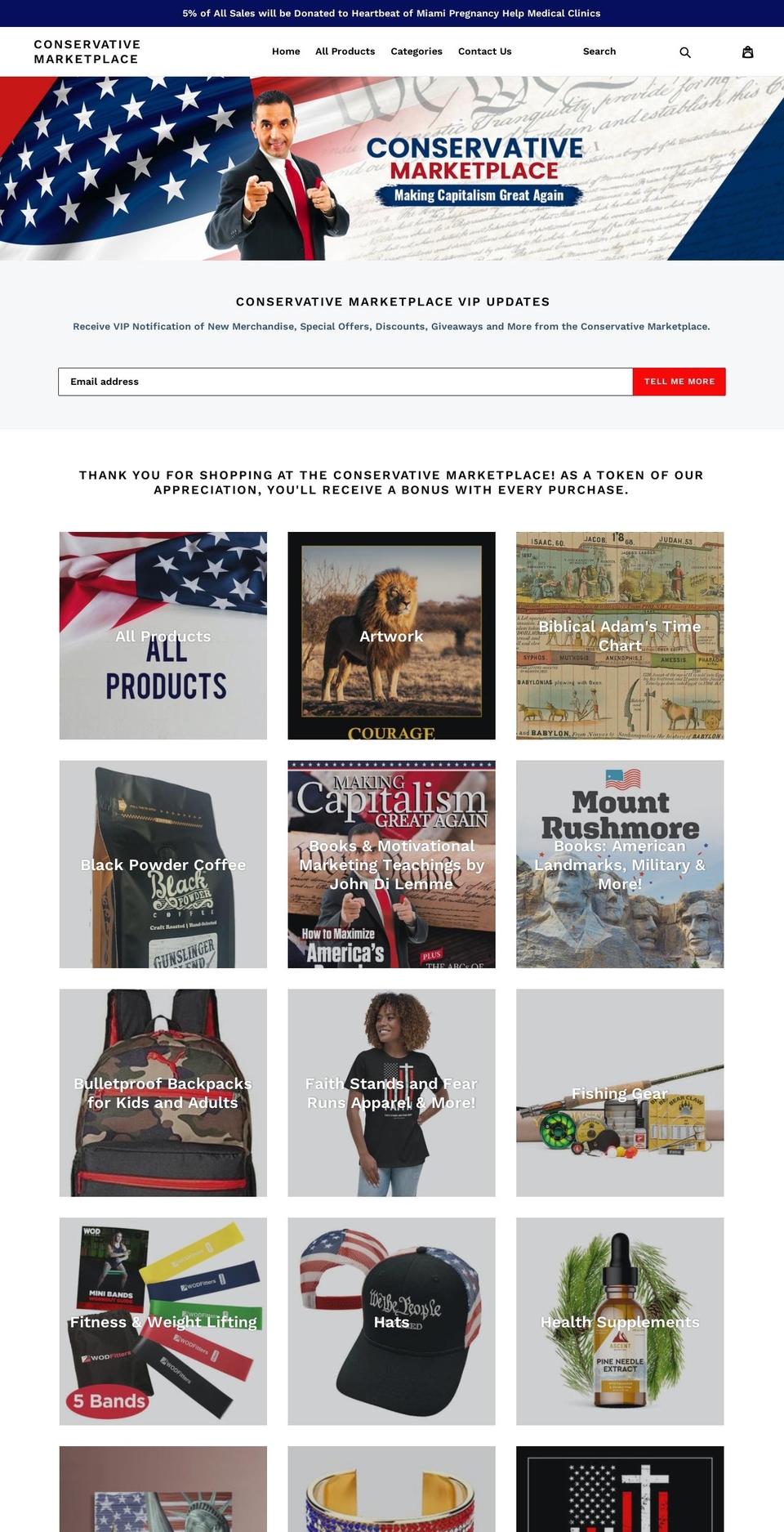 conservativemarketplace.com shopify website screenshot