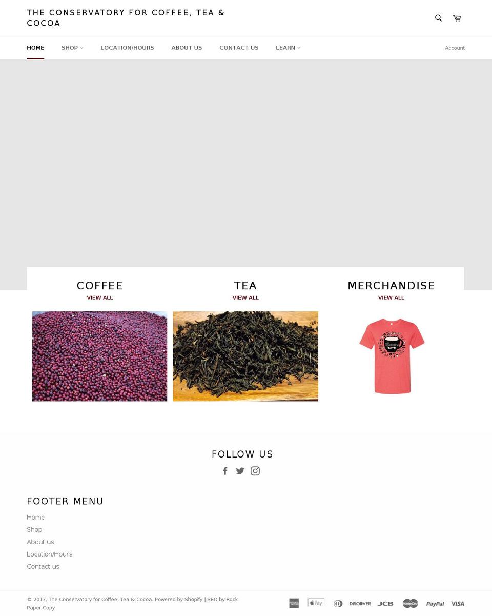 conservatorycoffeeandtea.com shopify website screenshot