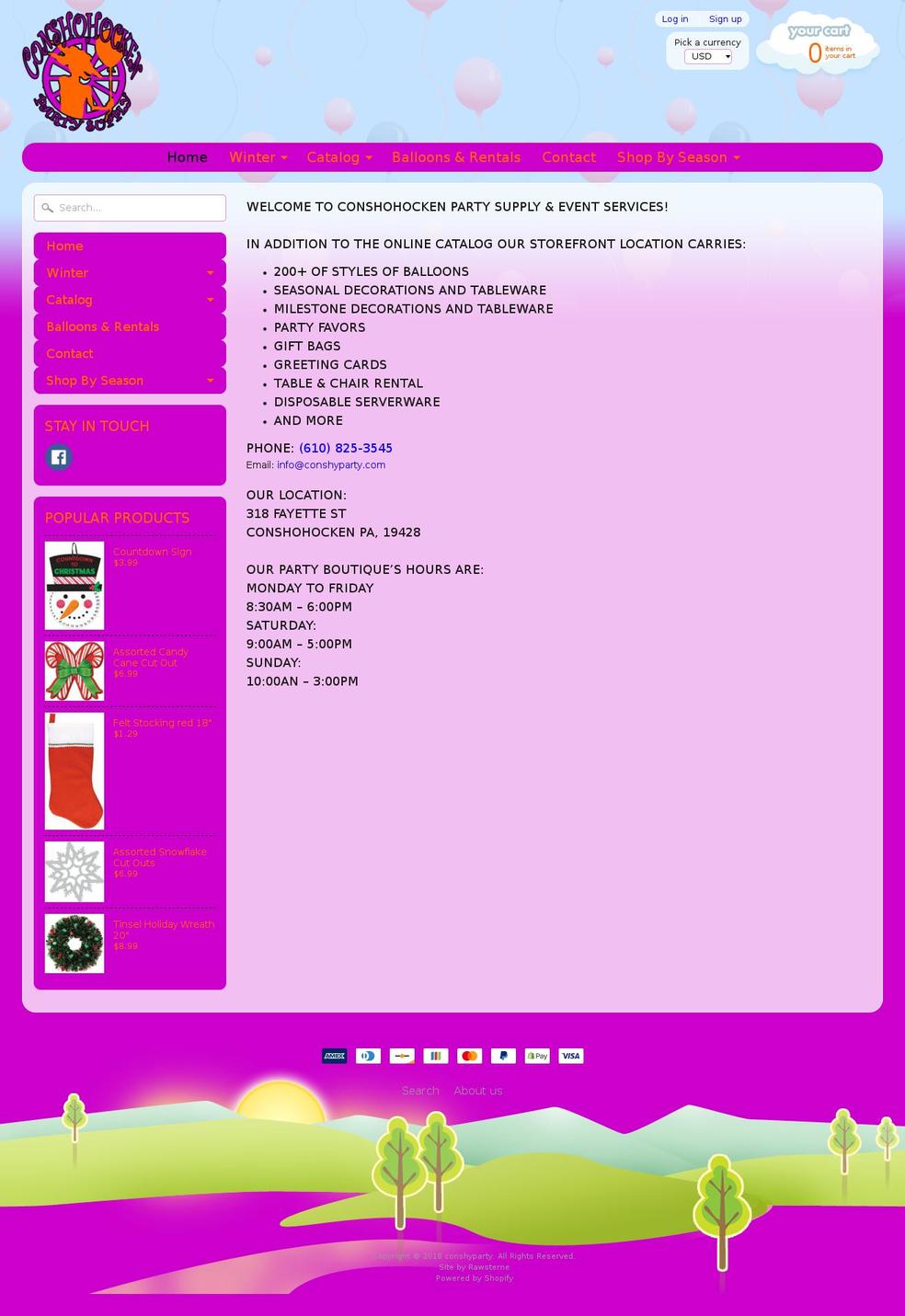 conshyparty.com — Shopify storefront screenshot