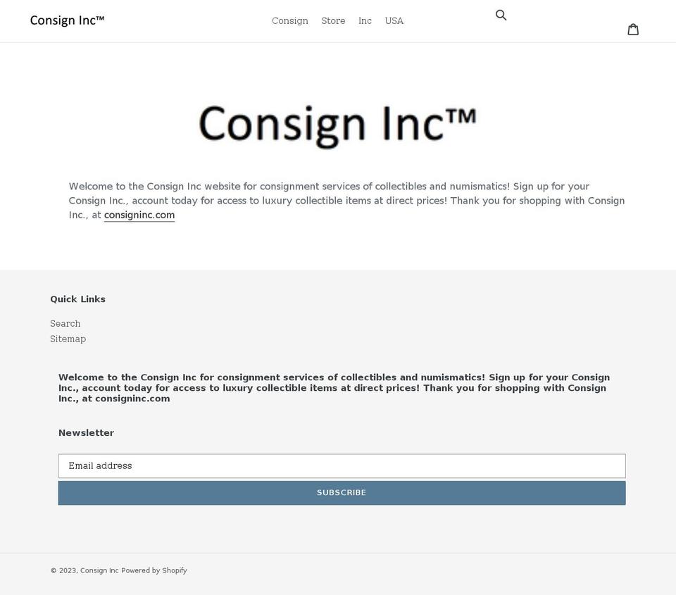 consigninc.com shopify website screenshot