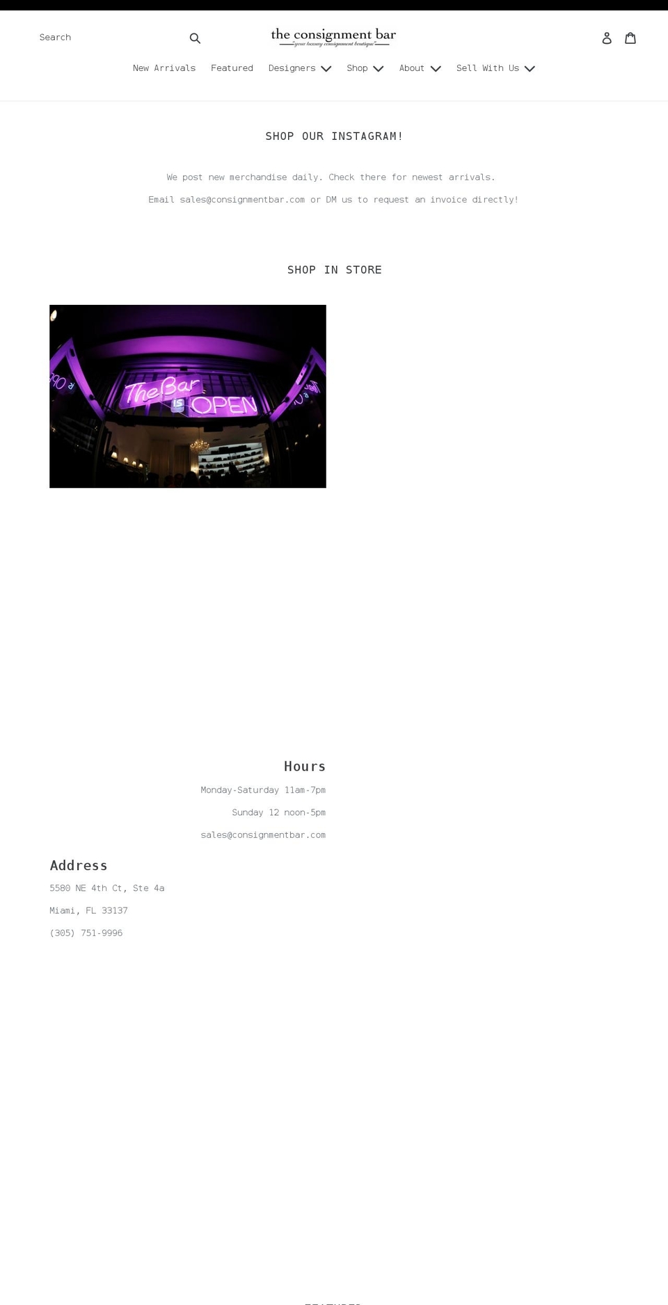 consignmentbar.com shopify website screenshot