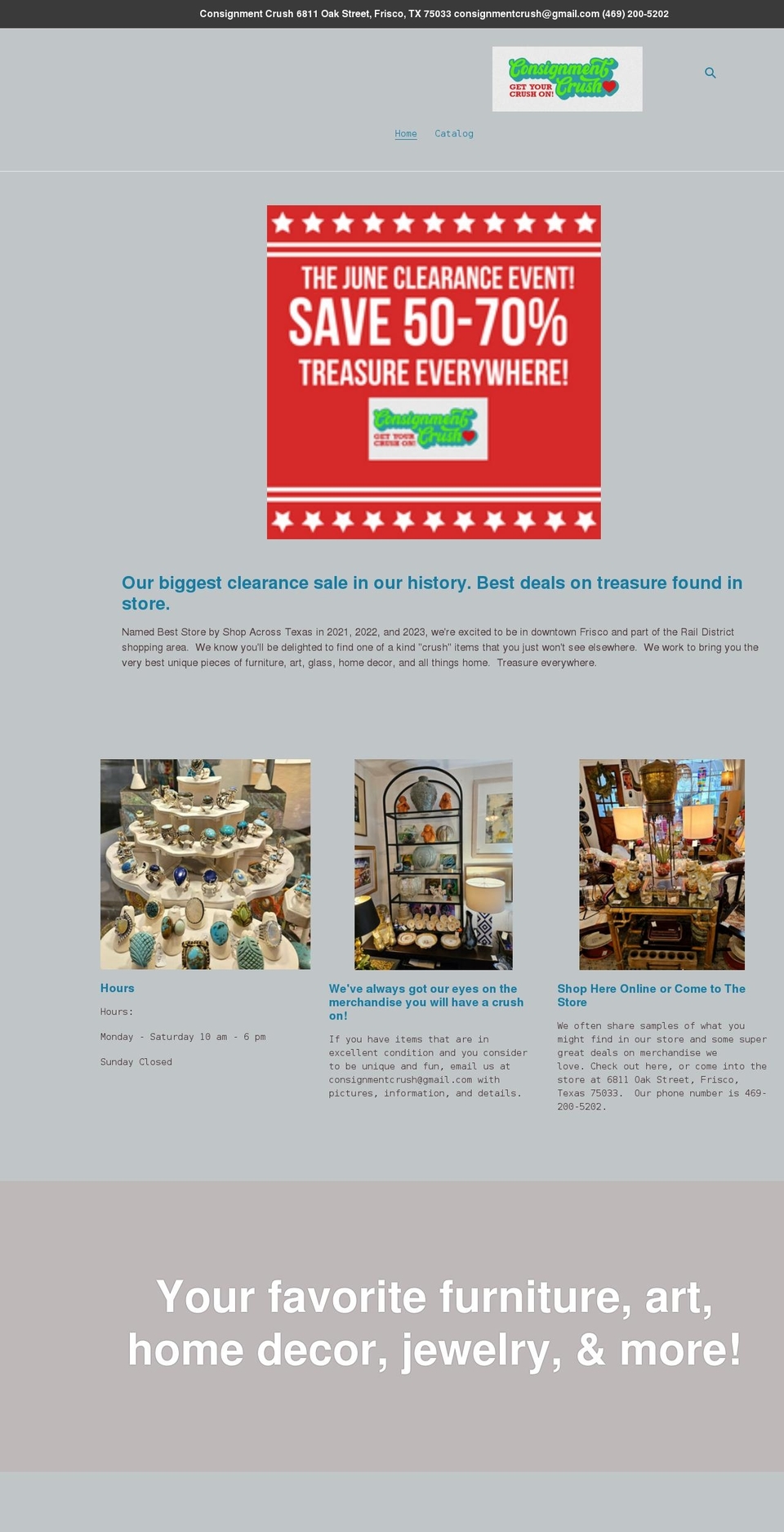 consignmentcrush.com shopify website screenshot