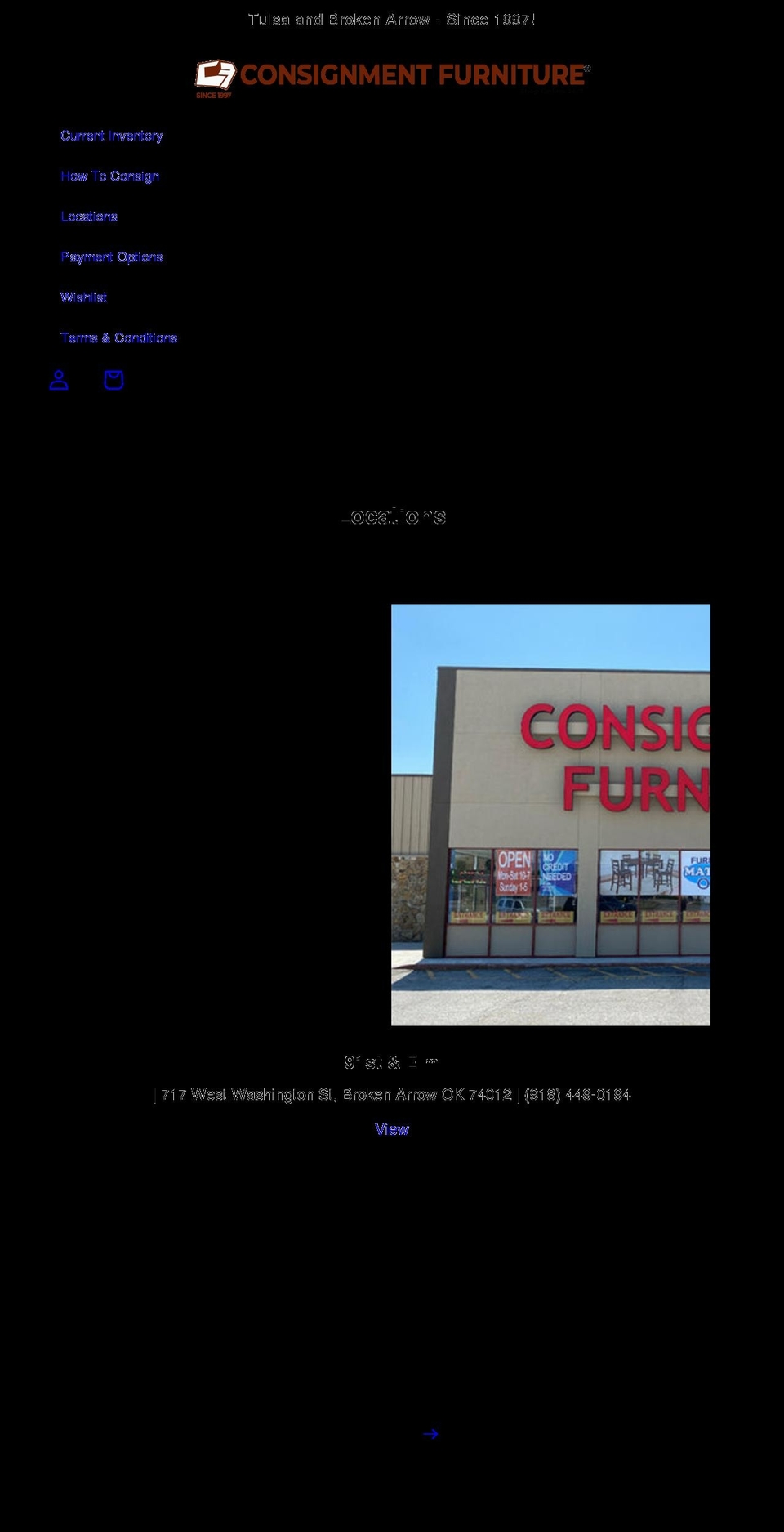 consignmentfurniture.com shopify website screenshot