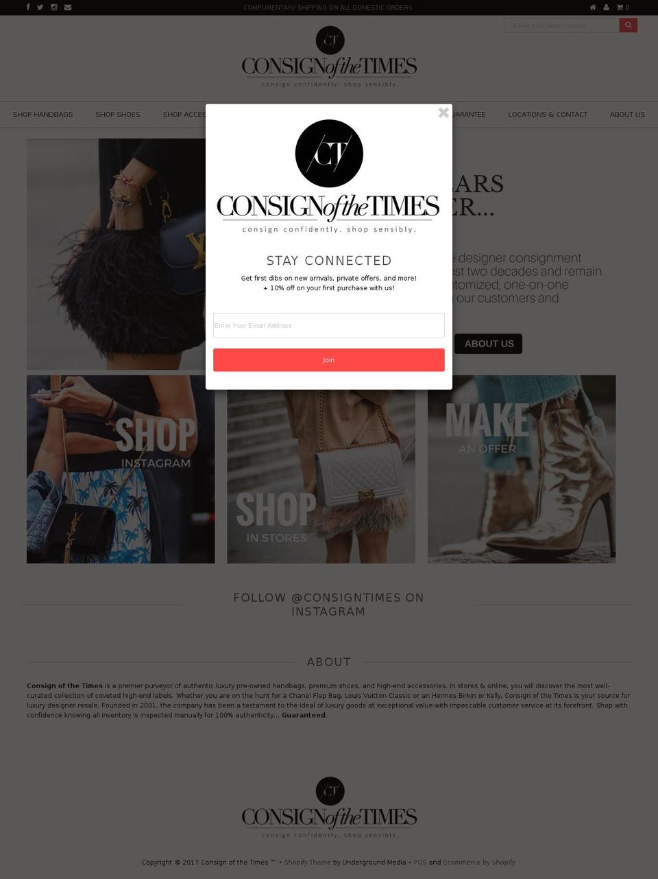 consignofthetimes.com shopify website screenshot