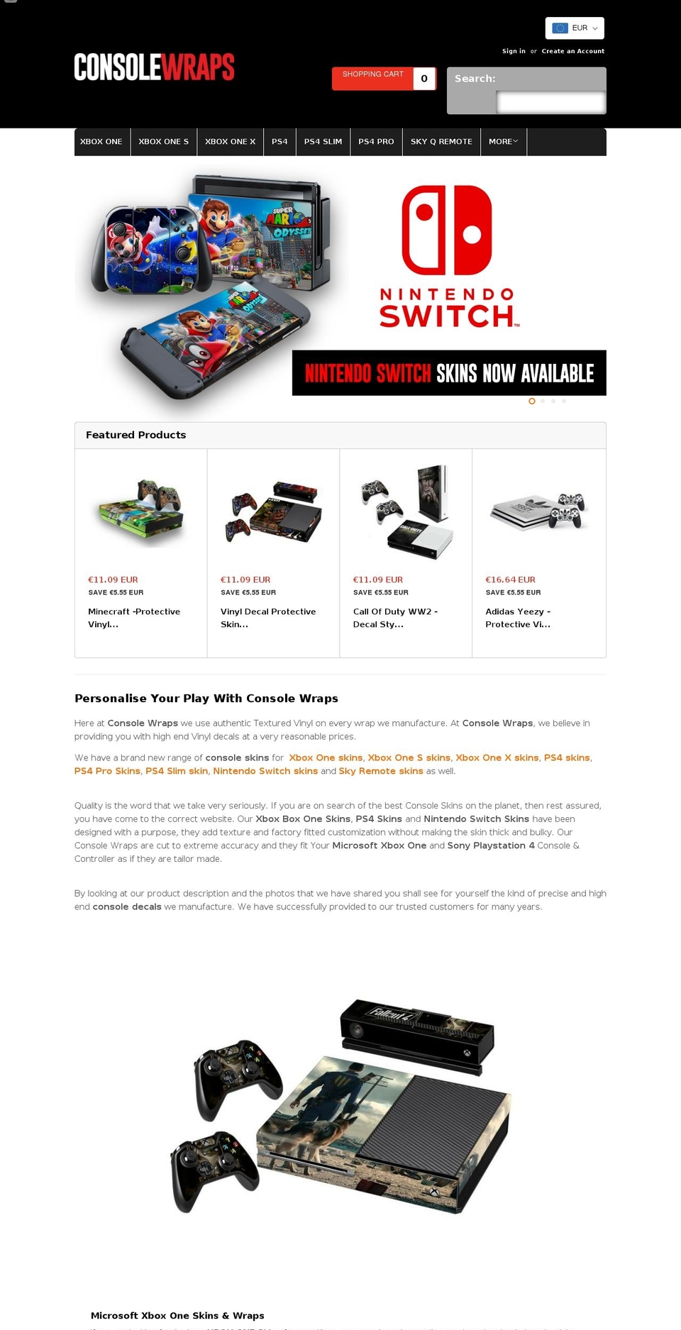 consolewraps.com shopify website screenshot