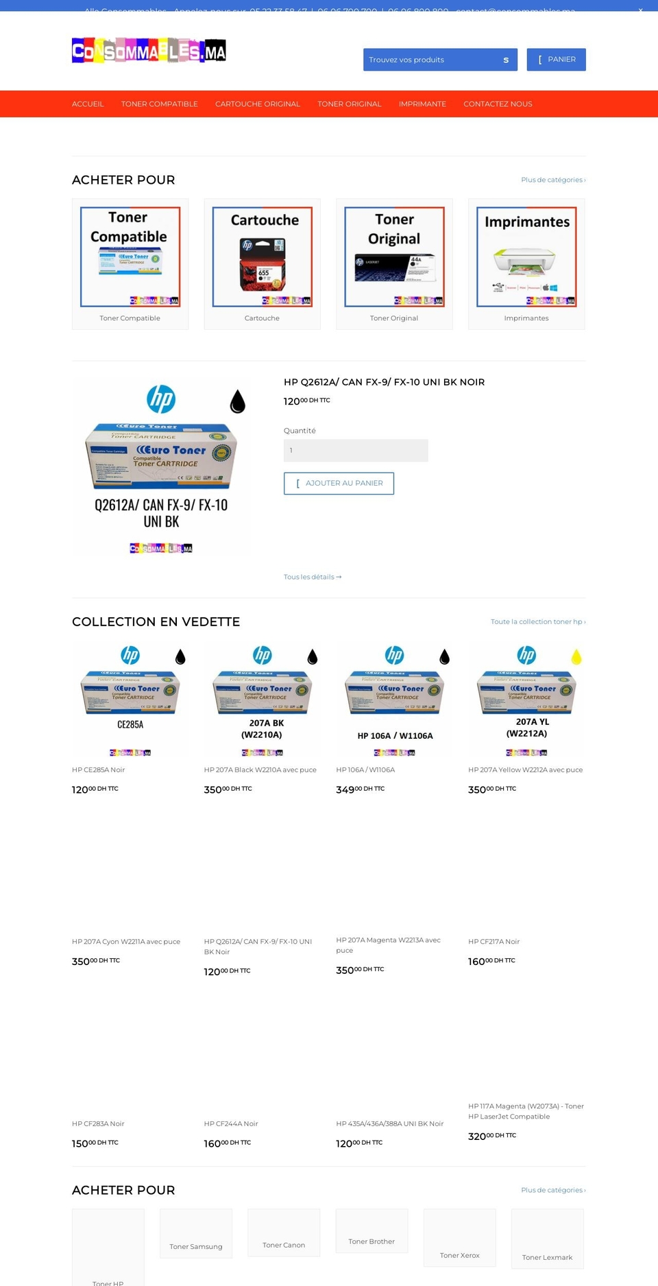 consommables.ma shopify website screenshot