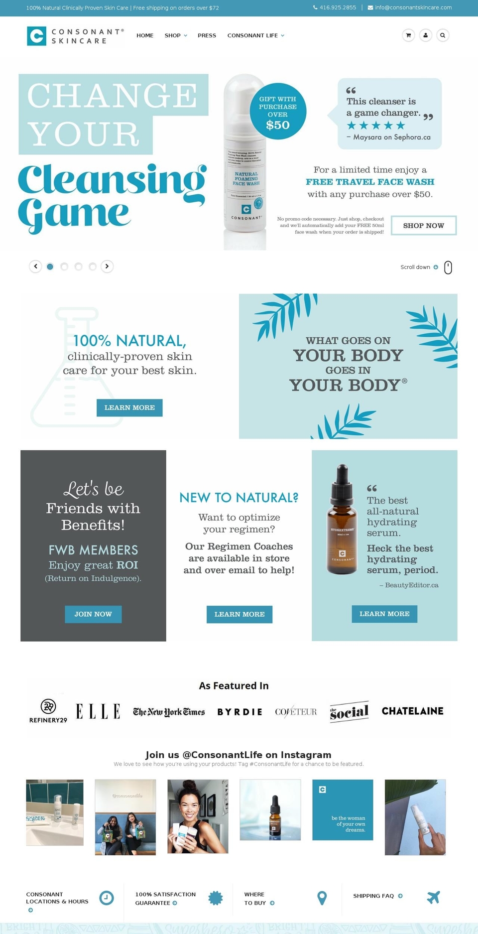 consonantskincare.ca shopify website screenshot