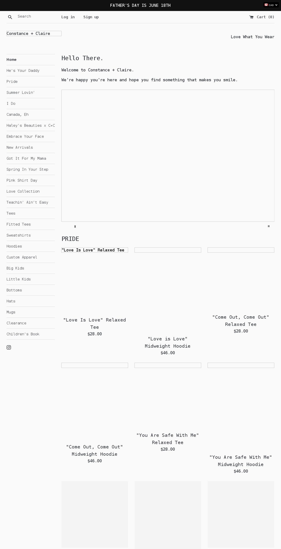 constanceandclaire.com shopify website screenshot