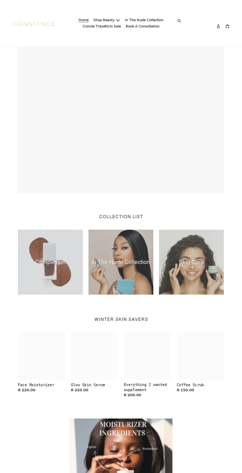 constancebeauty.com shopify website screenshot