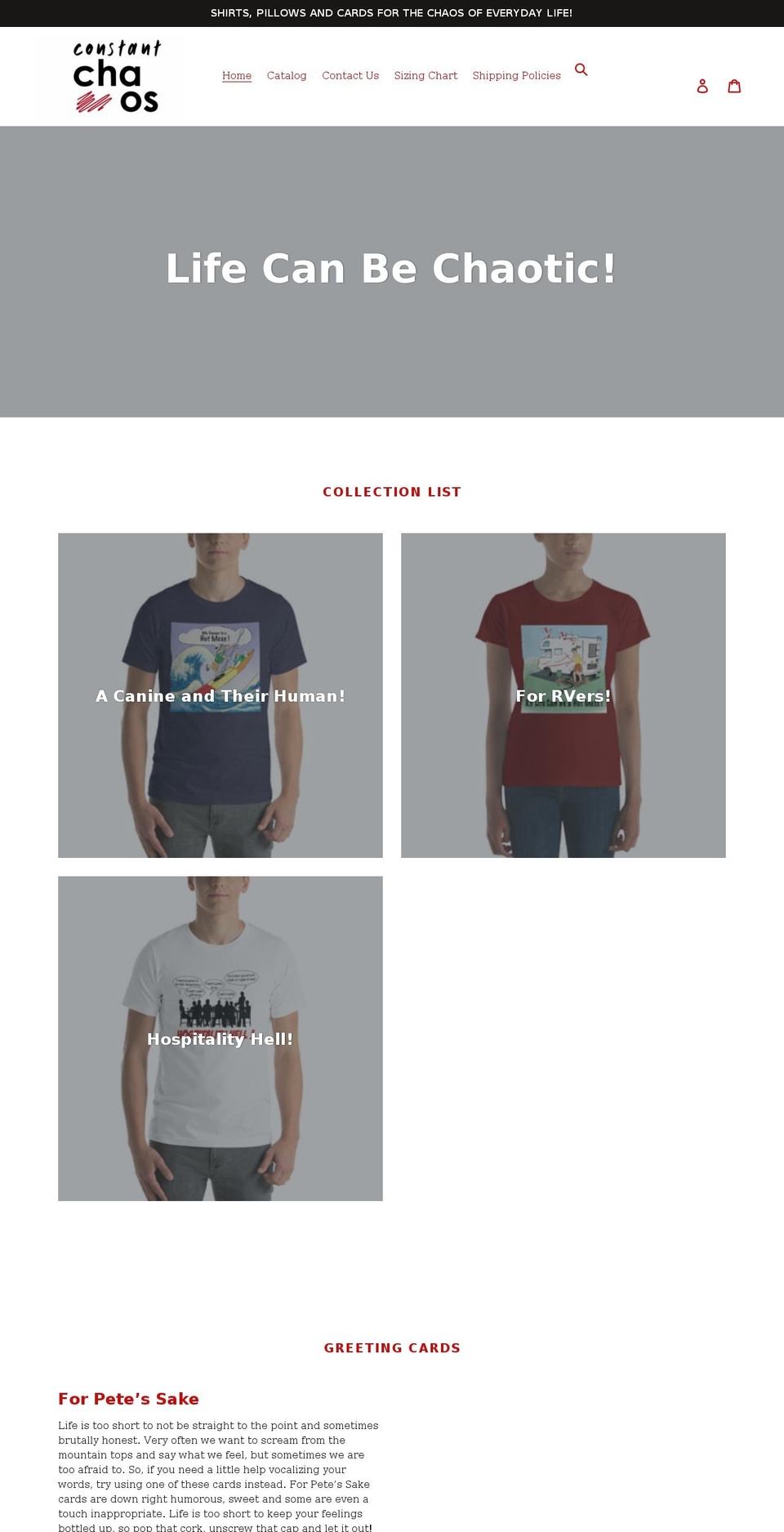 constant-chaos.com shopify website screenshot