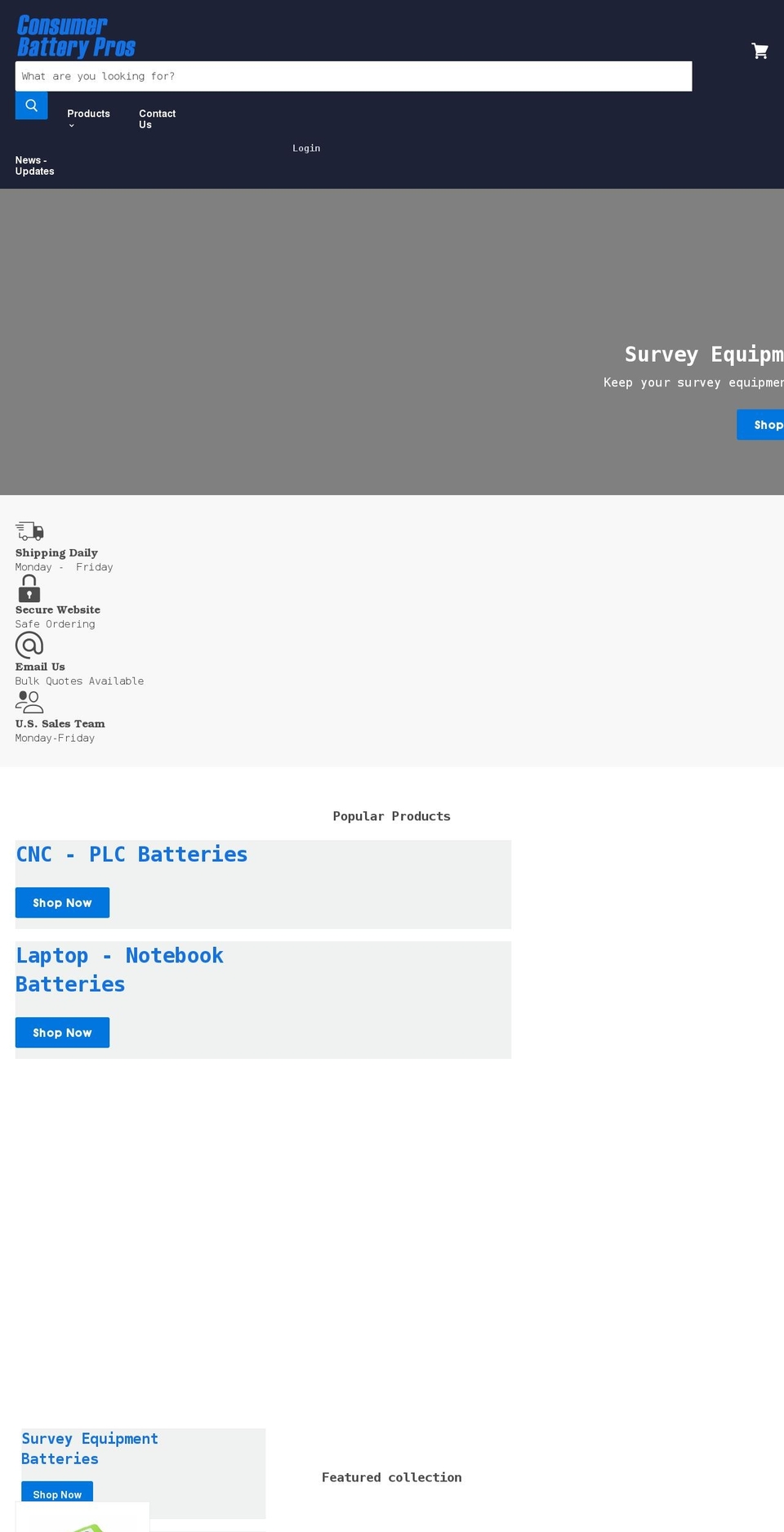 consumerbatterypros.com shopify website screenshot