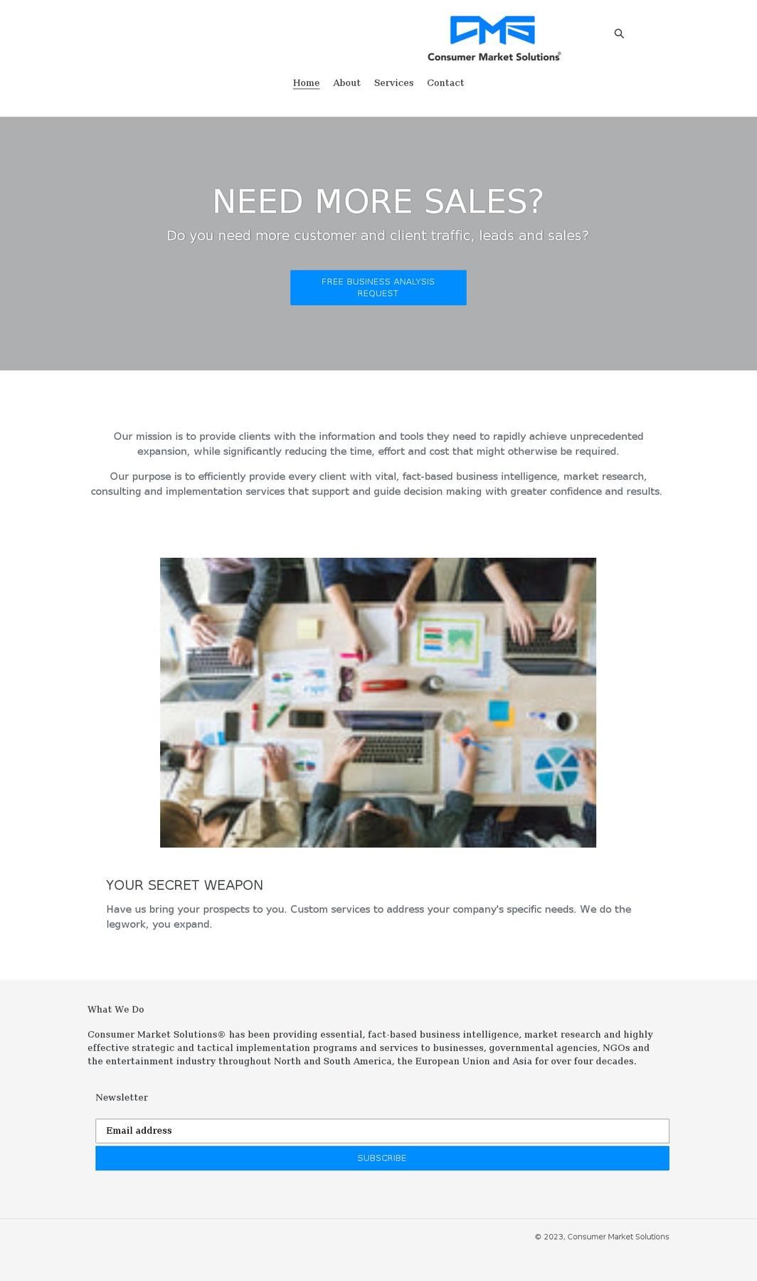 consumermarketsolutions.com shopify website screenshot