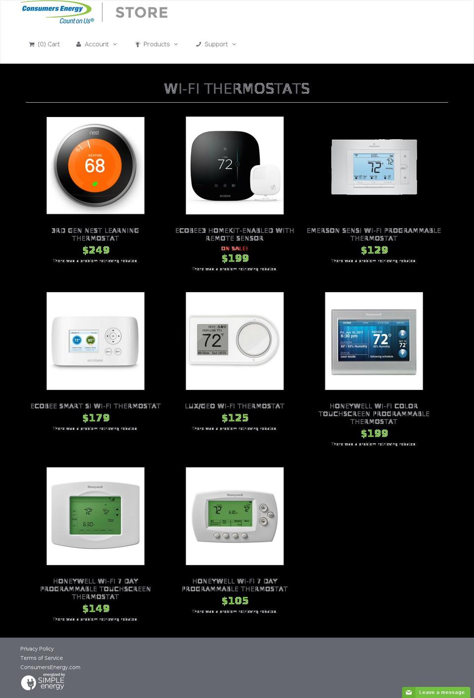 consumersenergystore.com shopify website screenshot